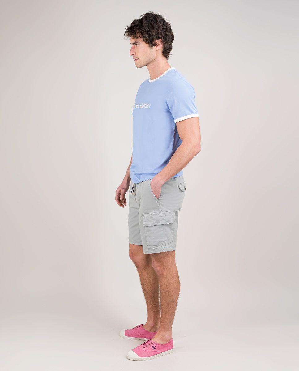 Bermuda Cargo Elástico Garment Dyed Gris HOMBRE PV 25-2