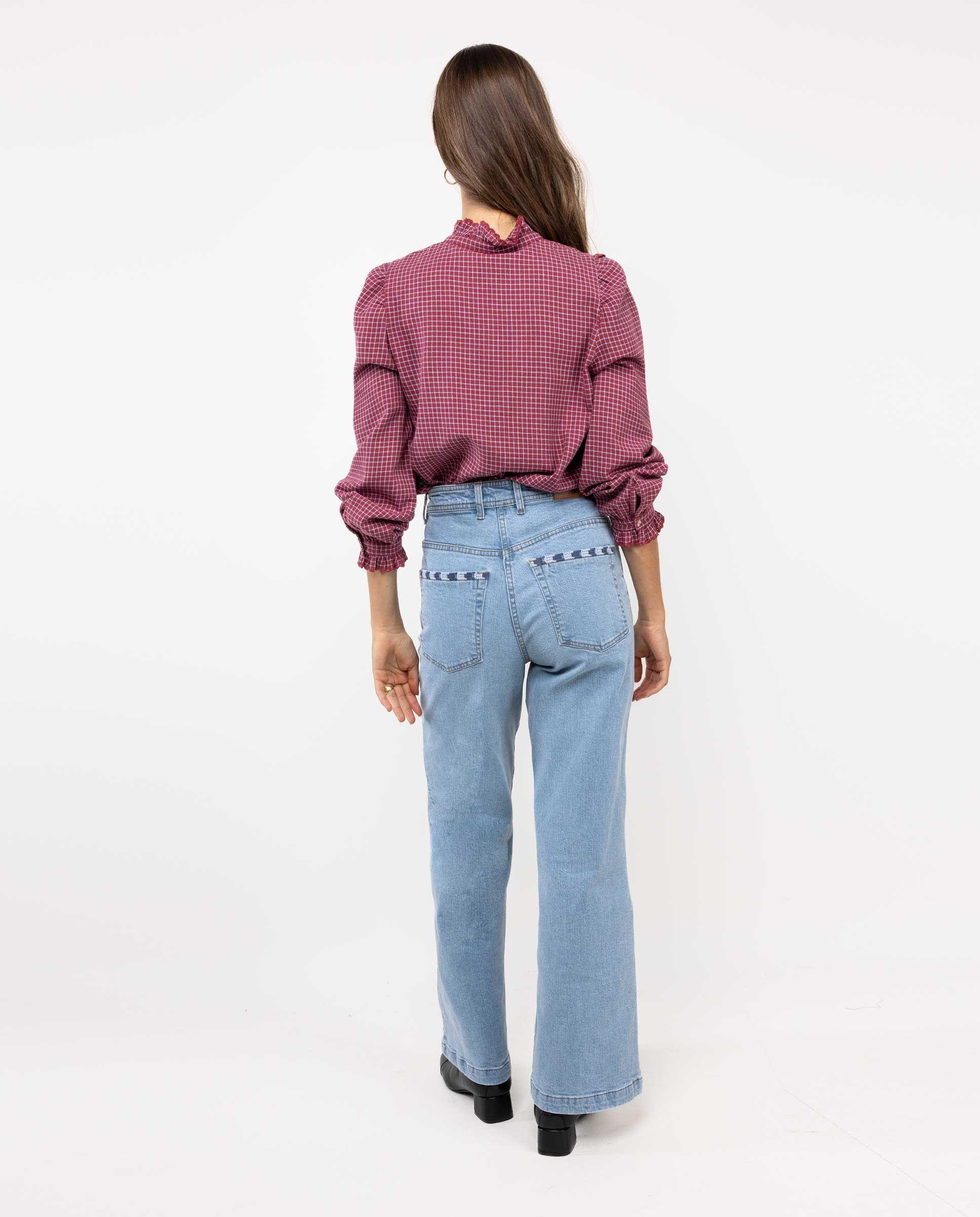 Blusa Volante Cuadros Burdeos MUJER OI 25-1