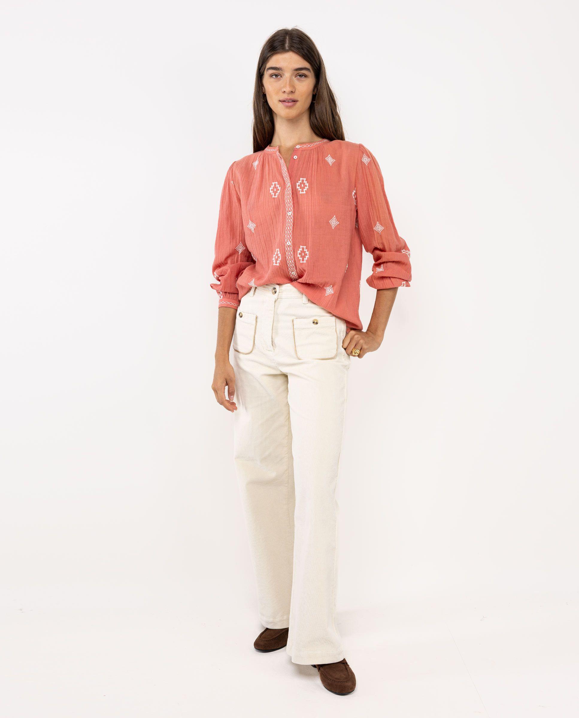Blusa Bordados Coral MUJER OI 25-2