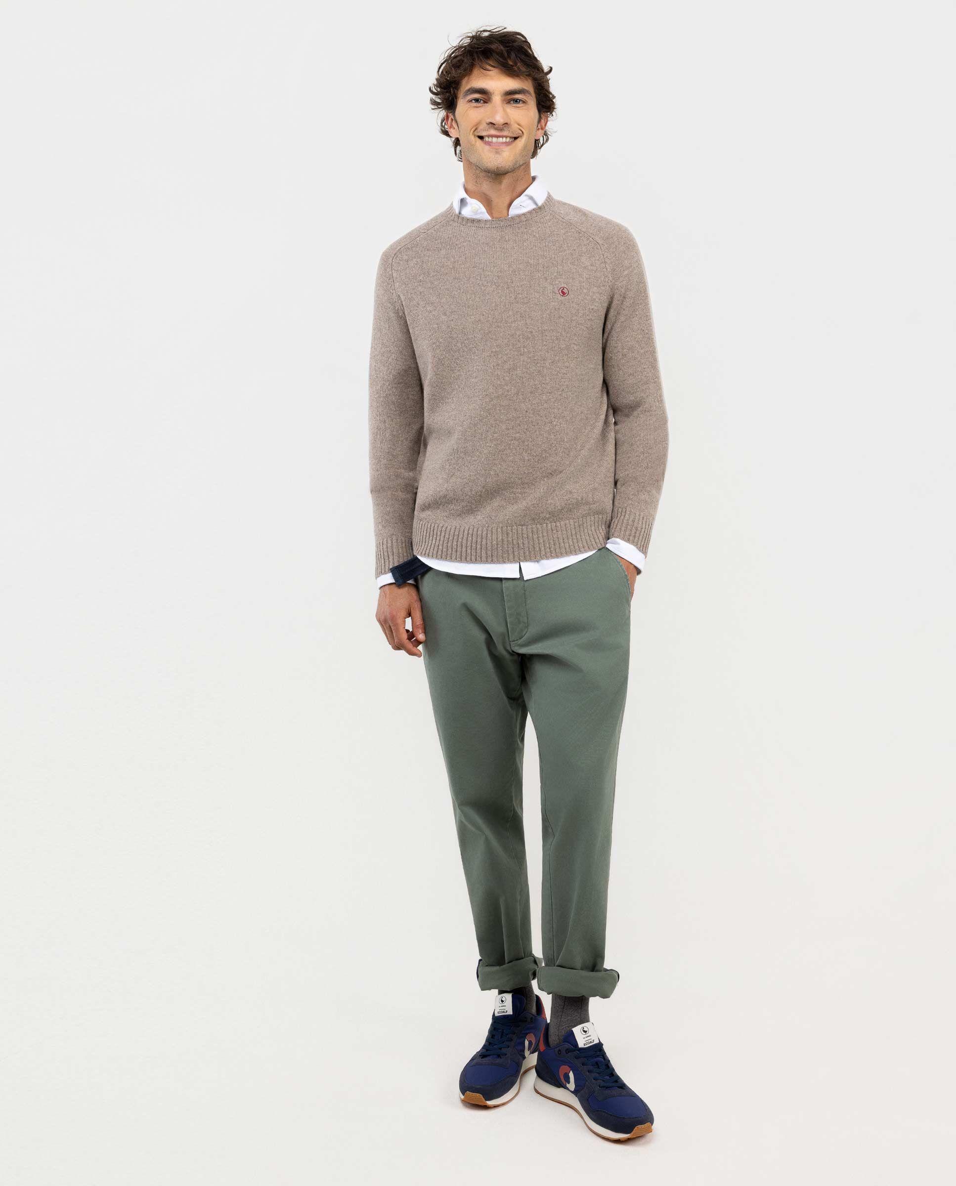 Jersey Merino Cuello Caja Beige HOMBRE OI 25-1