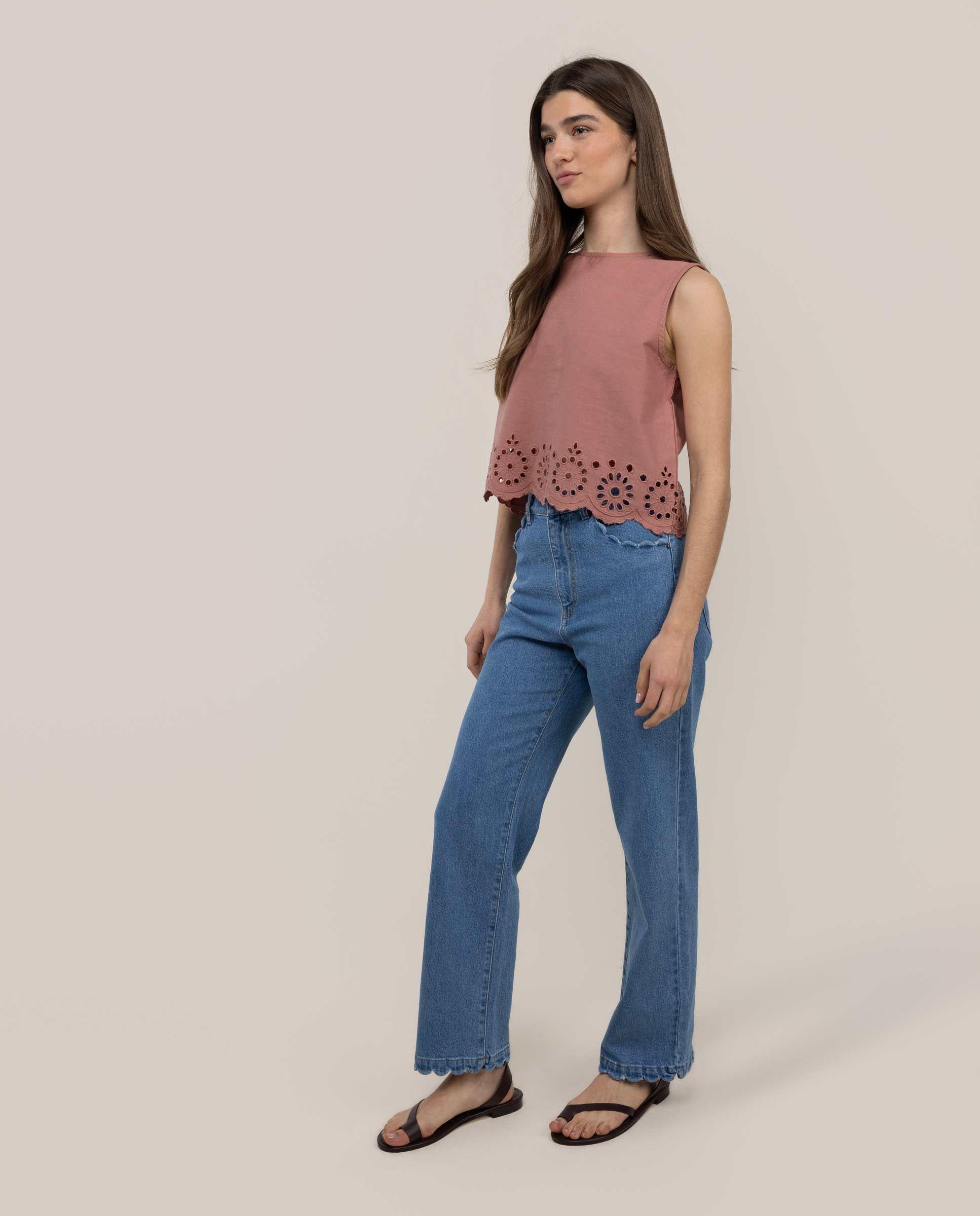 Top Cloe Bordados Calados Rosa MUJER PV 26-2