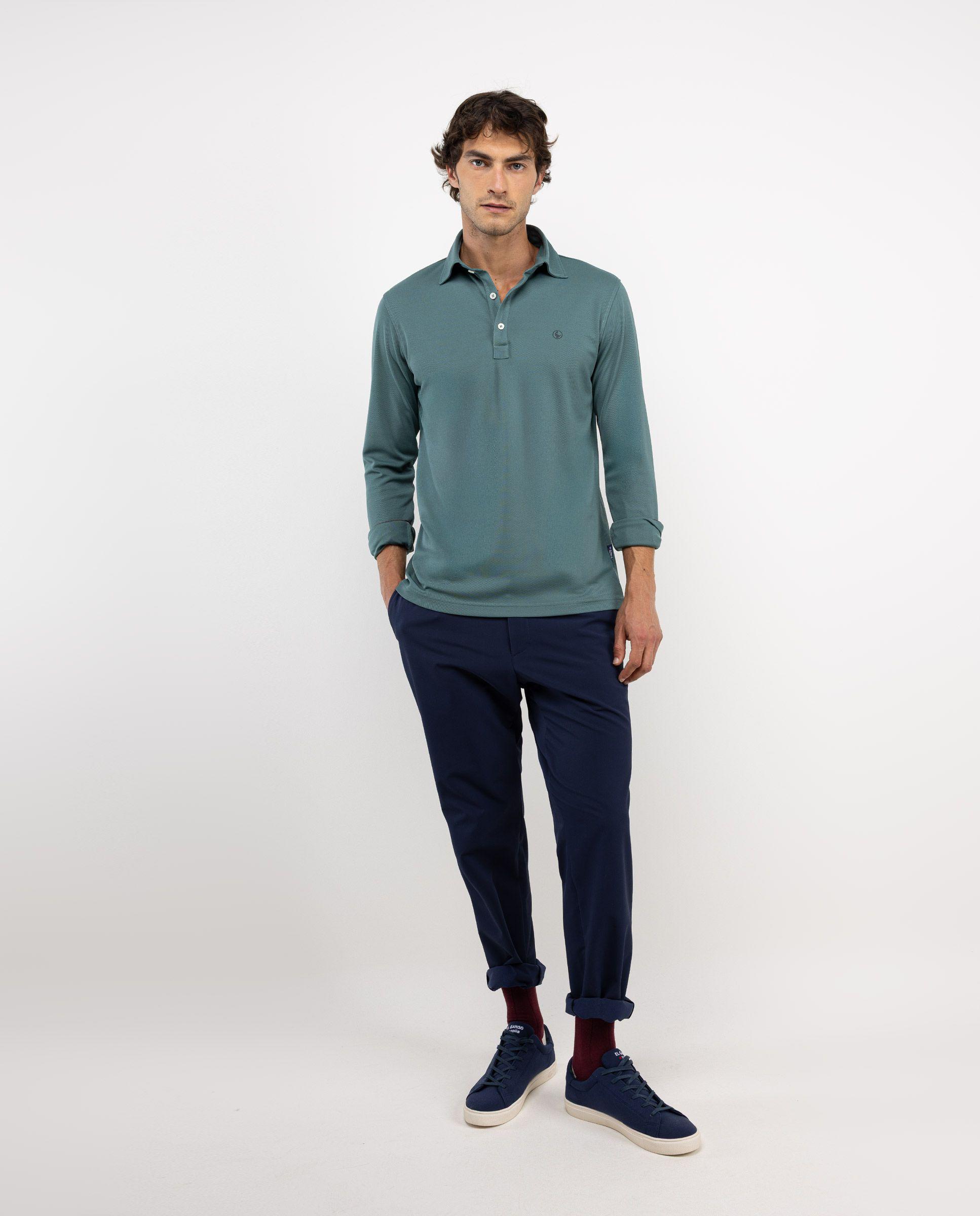 Polo Sepiia Manga Larga Verde HOMBRE OI 25-0