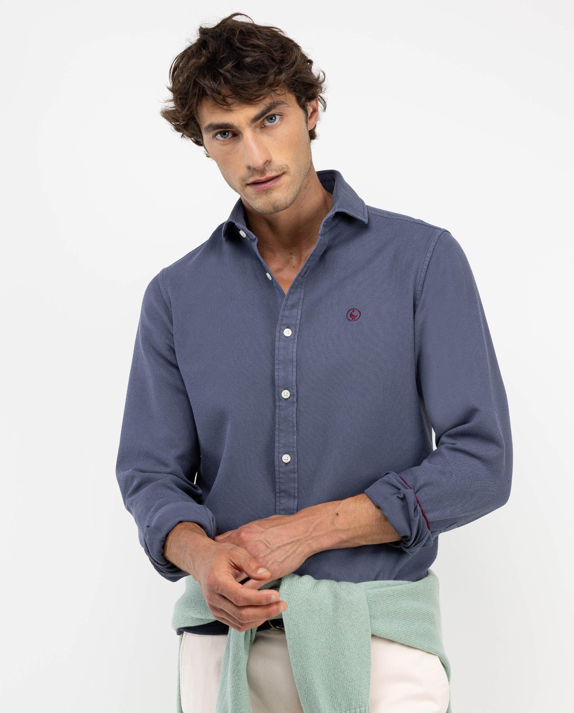 Camisa Estructura Algodón Gris Azulado HOMBRE OI 25-1