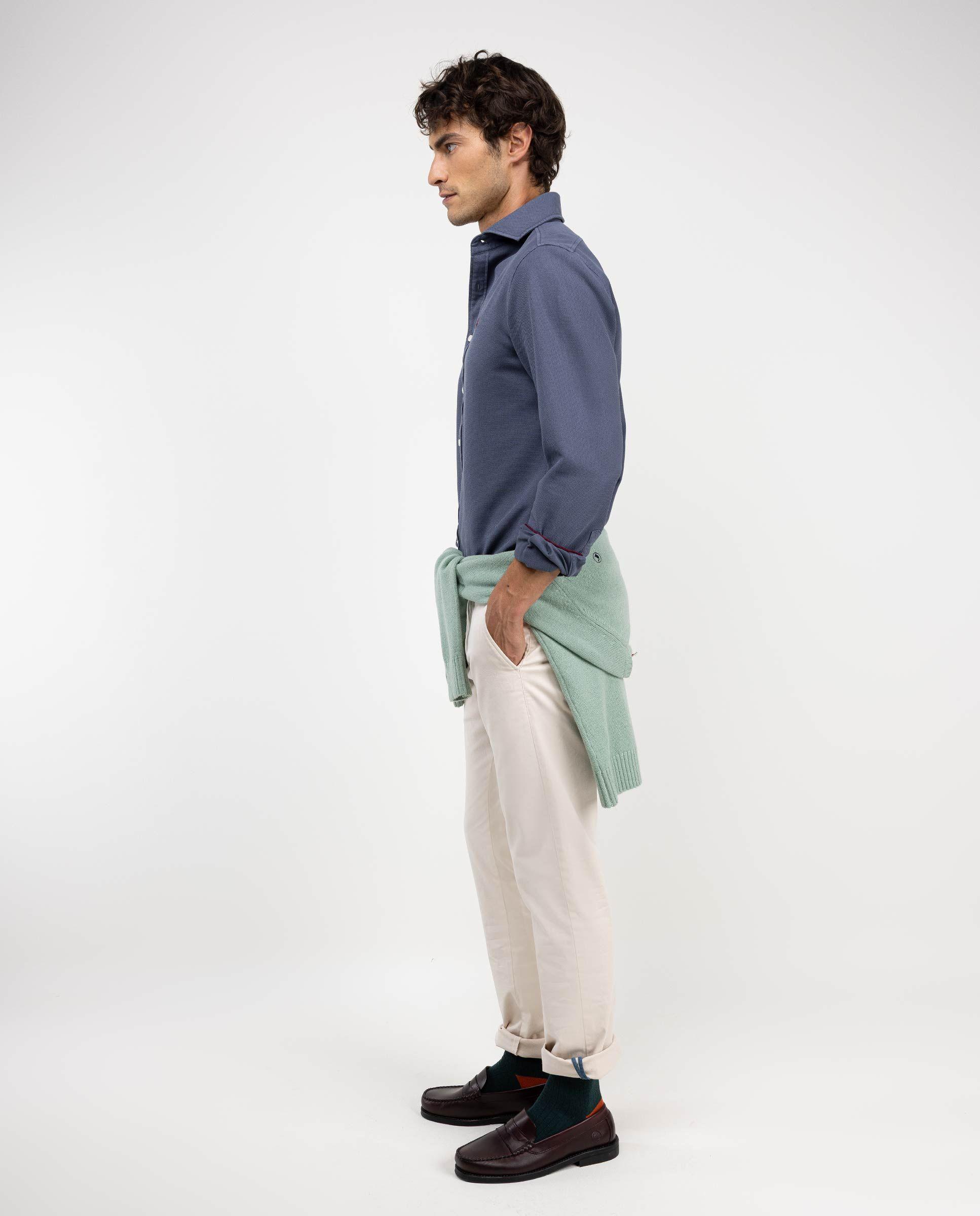 Camisa Estructura Algodón Gris Azulado HOMBRE OI 25-2