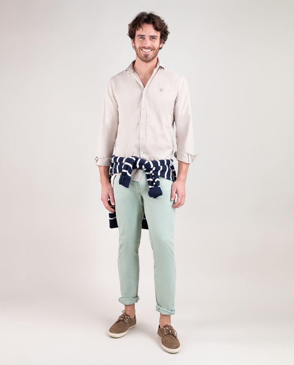 Camisa Popelín Garment Dyed Beige HOMBRE PV 25-0