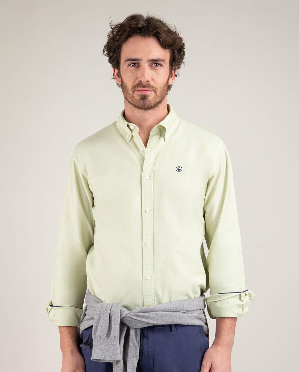 Camisa Algodón Garment Dyed Verde HOMBRE PV 25-0