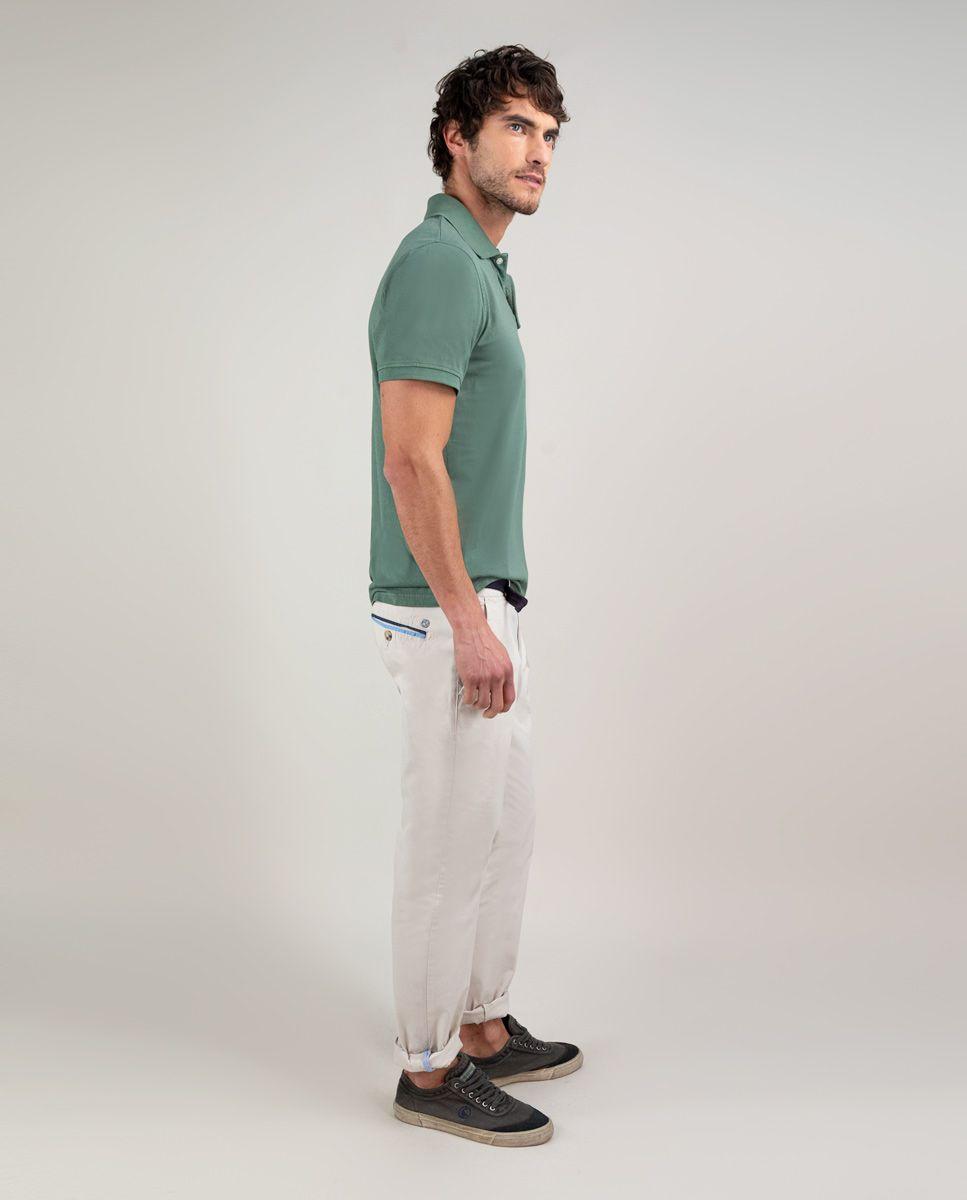 Polo Single Jersey Garment Dyed Verde HOMBRE PV 25-2