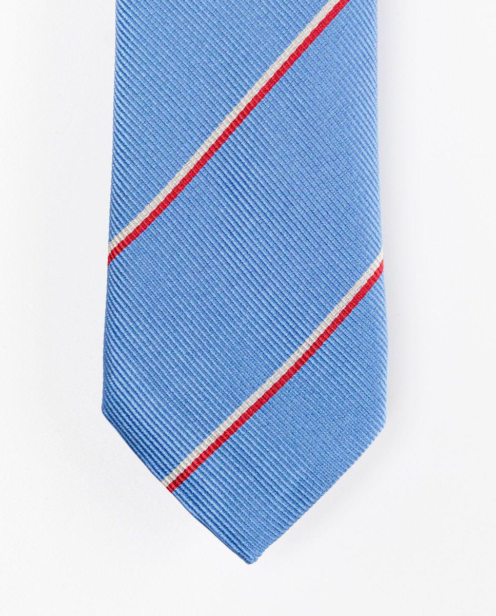 Corbata Seda Azul Naranja-1