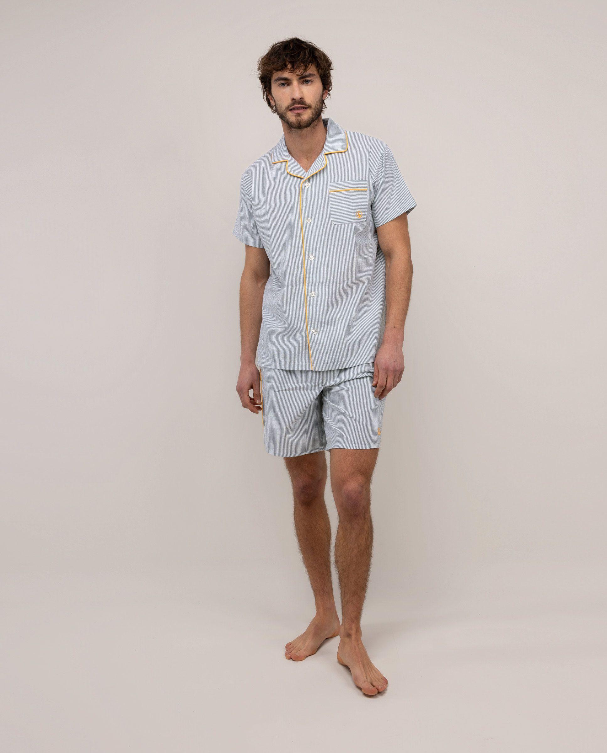 Pijama Verano Seersucker Rayas Verde UNISEX PV 26-0