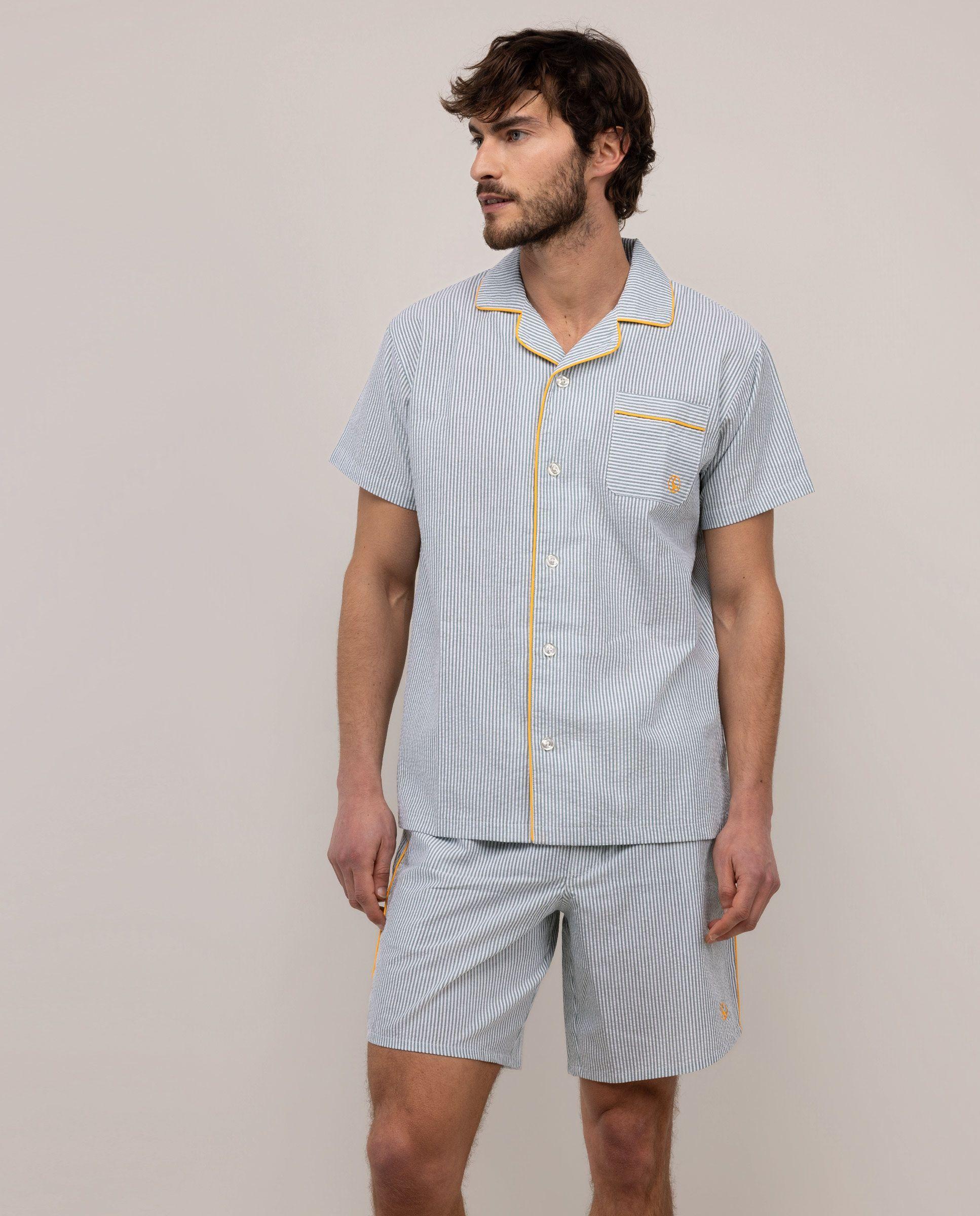 Pijama Verano Seersucker Rayas Verde UNISEX PV 26-1