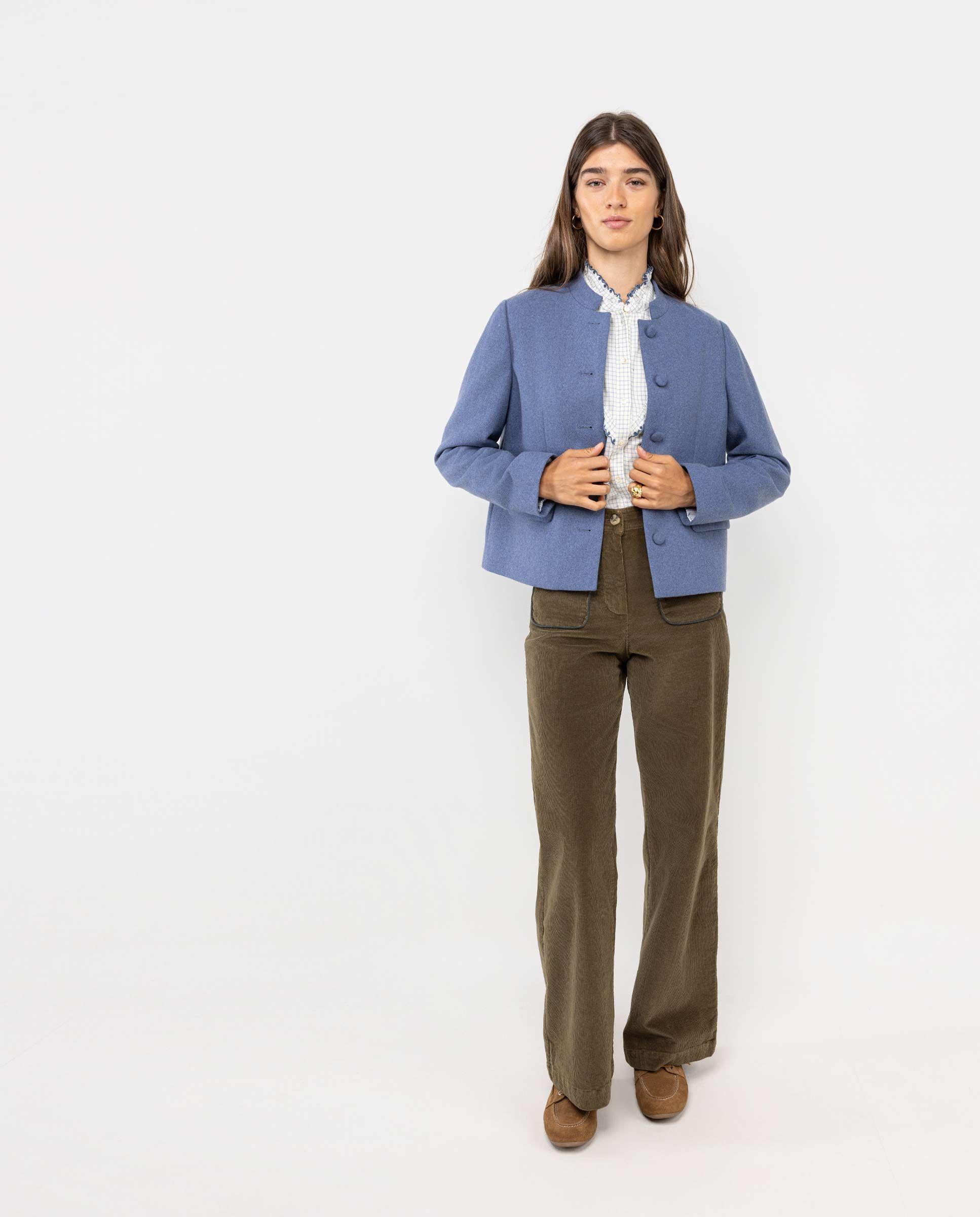 Chaqueta Corta Lana Azul MUJER OI 25-1