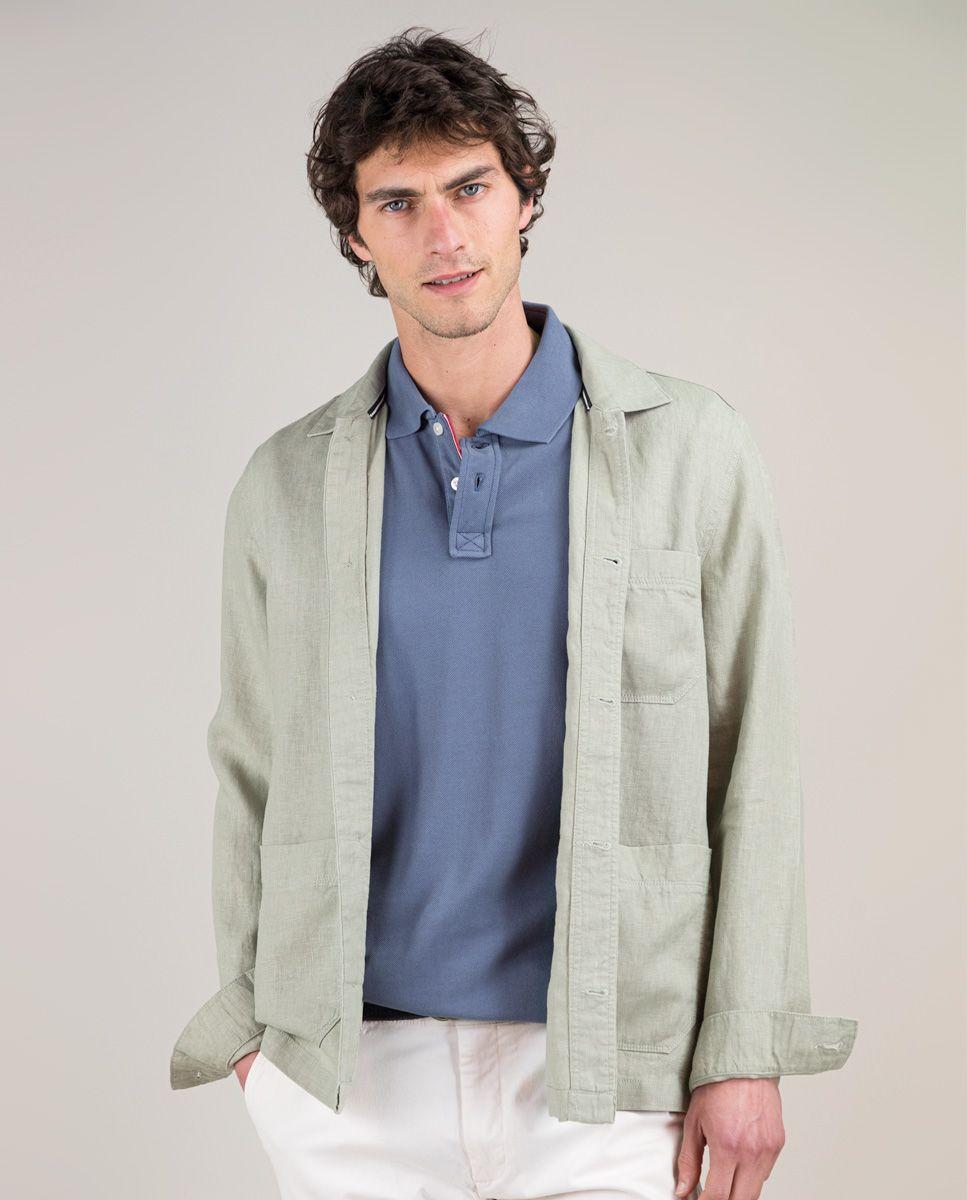 Sobrecamisa Lino Garment Dyed Verde HOMBRE PV 25-0