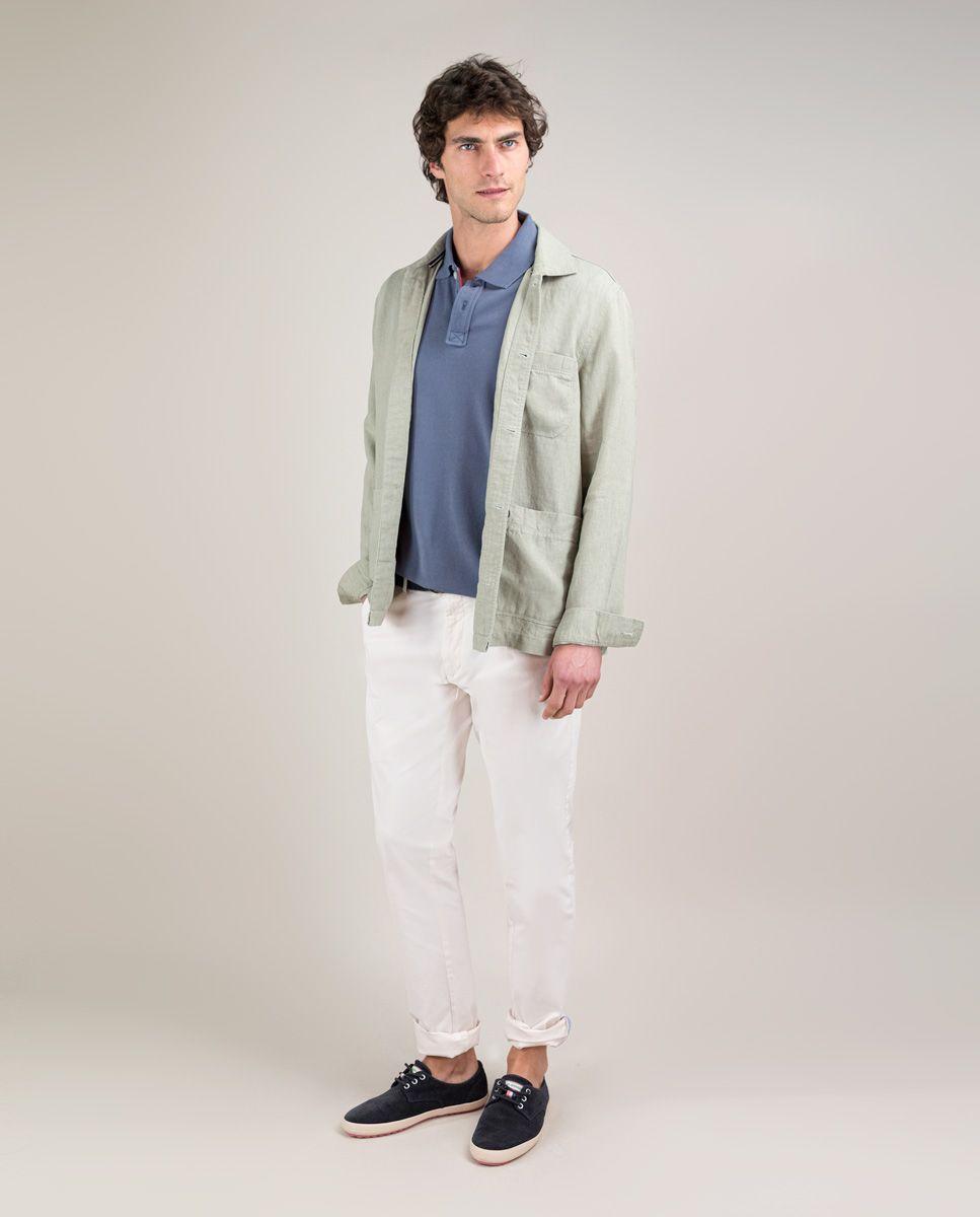 Sobrecamisa Lino Garment Dyed Verde HOMBRE PV 25-1