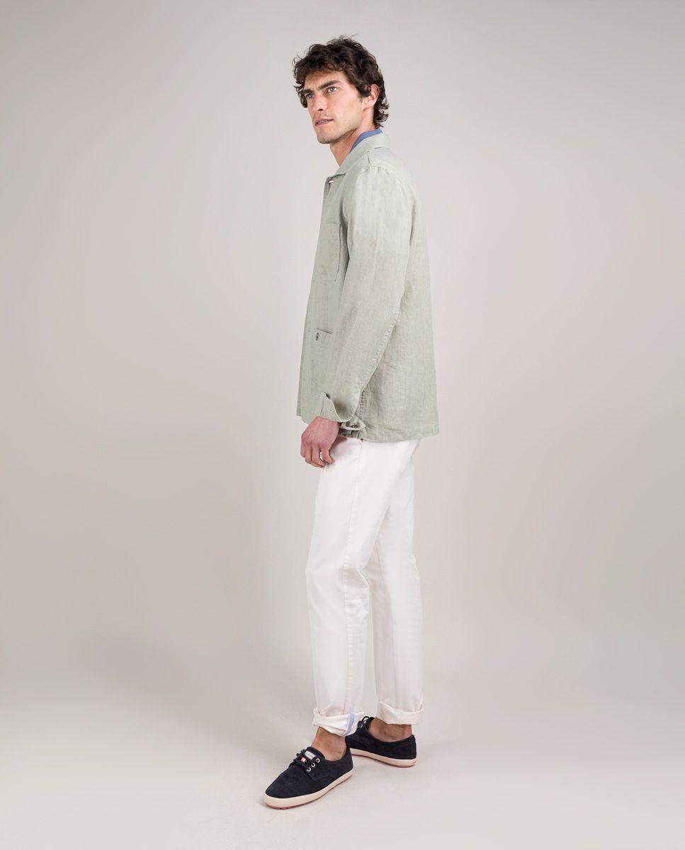 Sobrecamisa Lino Garment Dyed Verde HOMBRE PV 25-2