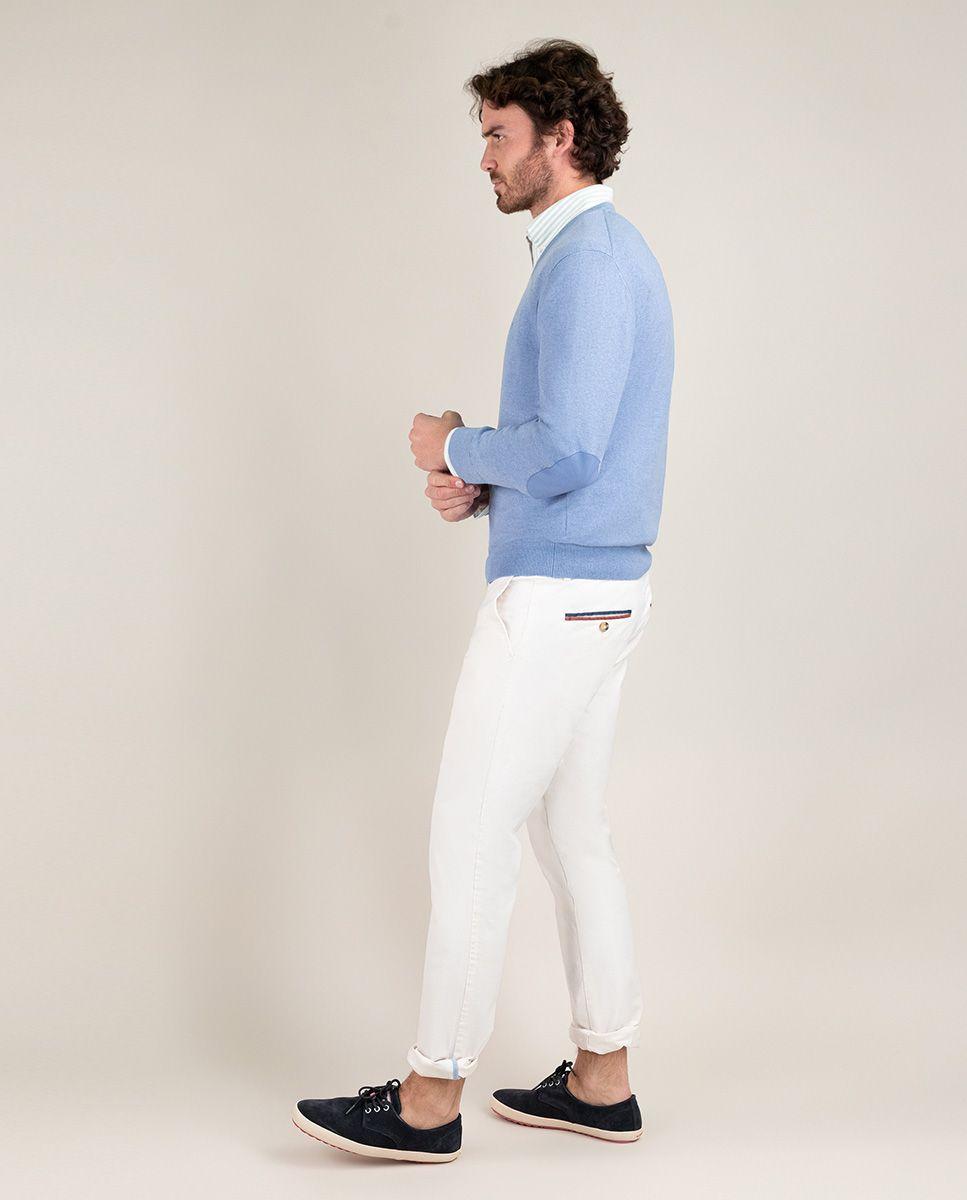 Jersey Cuello Pico Coderas Azul HOMBRE PV 25-2