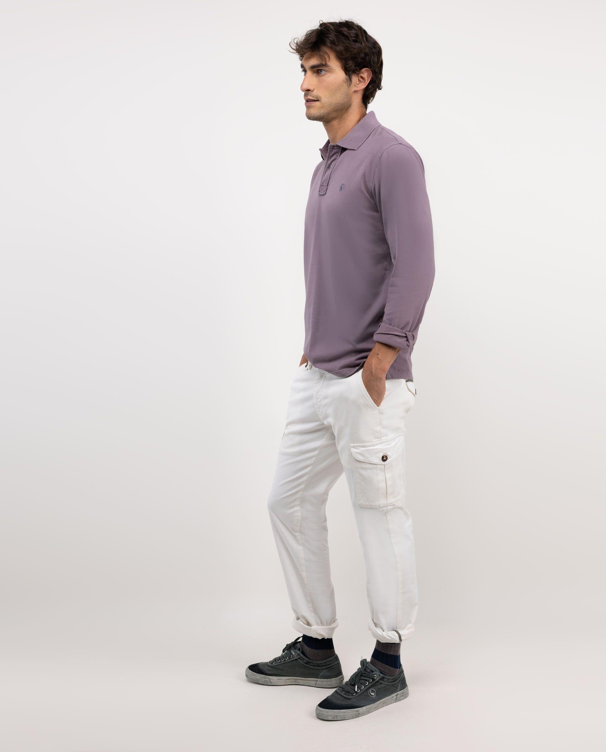 Polo Manga Larga Jersey Berenjena HOMBRE OI 25-2