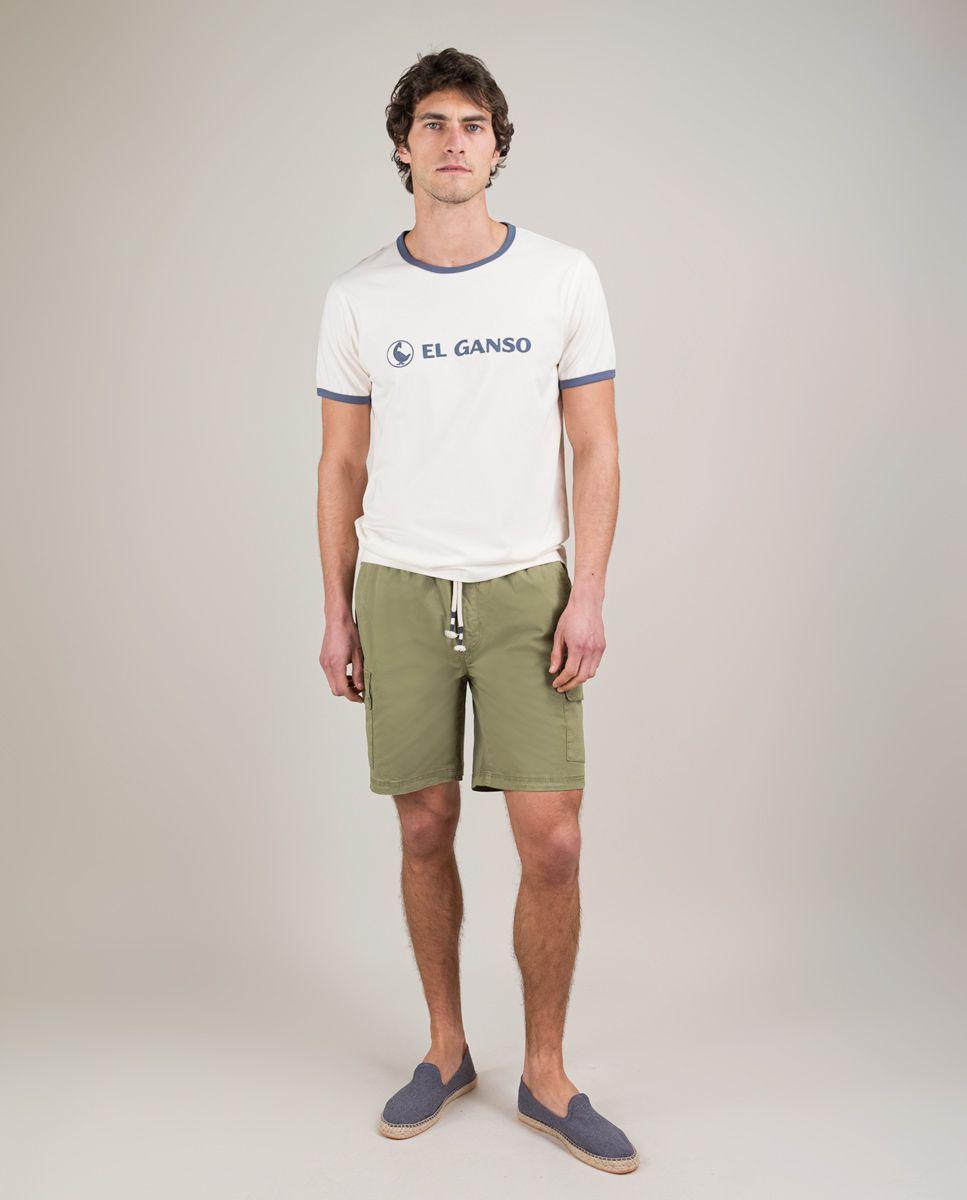 Bermuda Cargo Elástico Garment Dyed Kaki HOMBRE PV 25-1