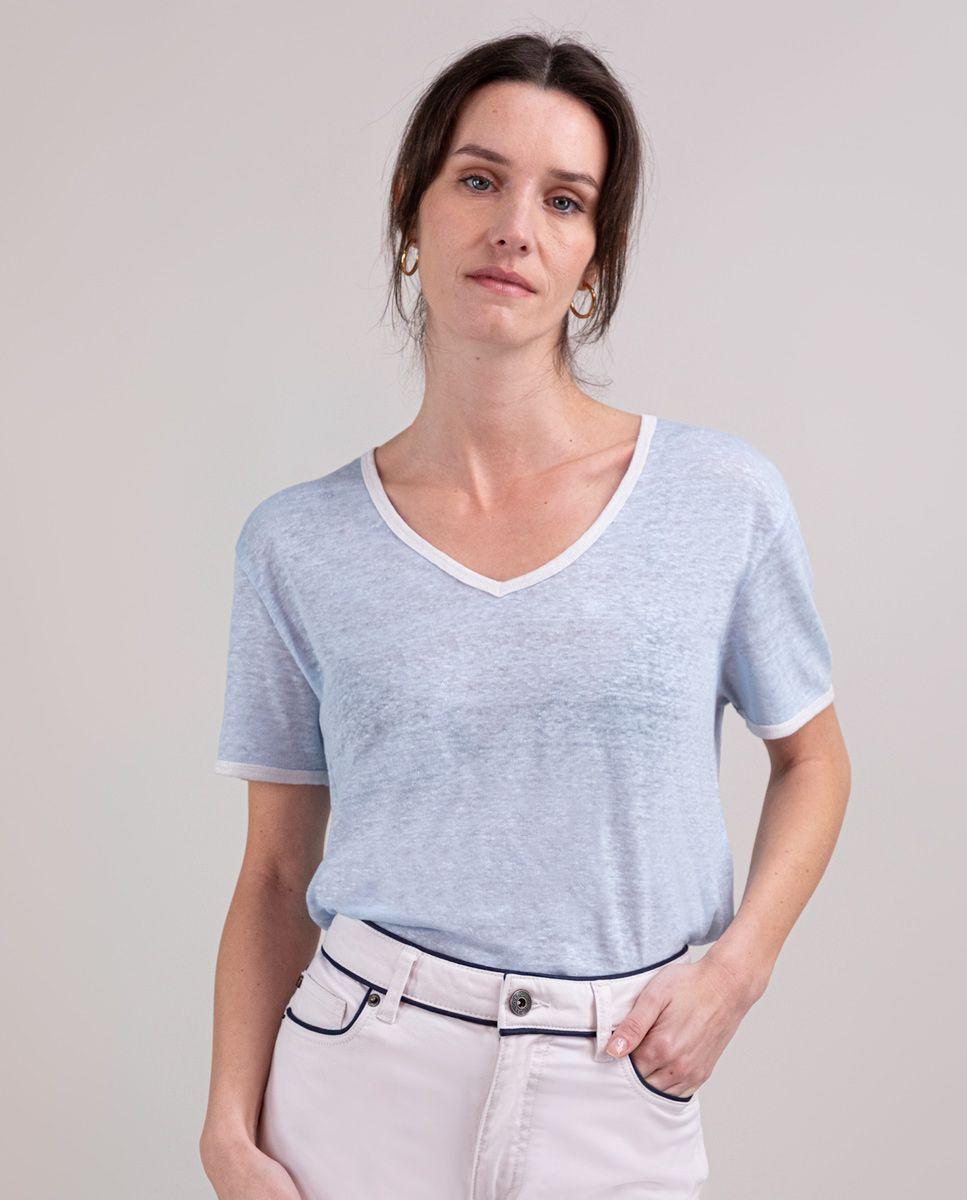 Camiseta Lino Celeste MUJER PV 25-0