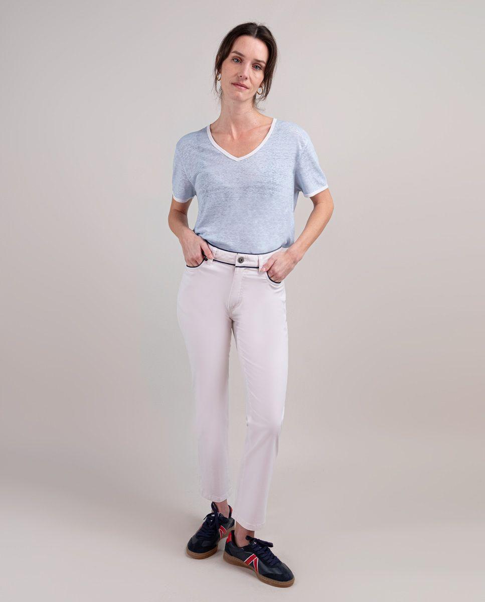 Camiseta Lino Celeste MUJER PV 25-1