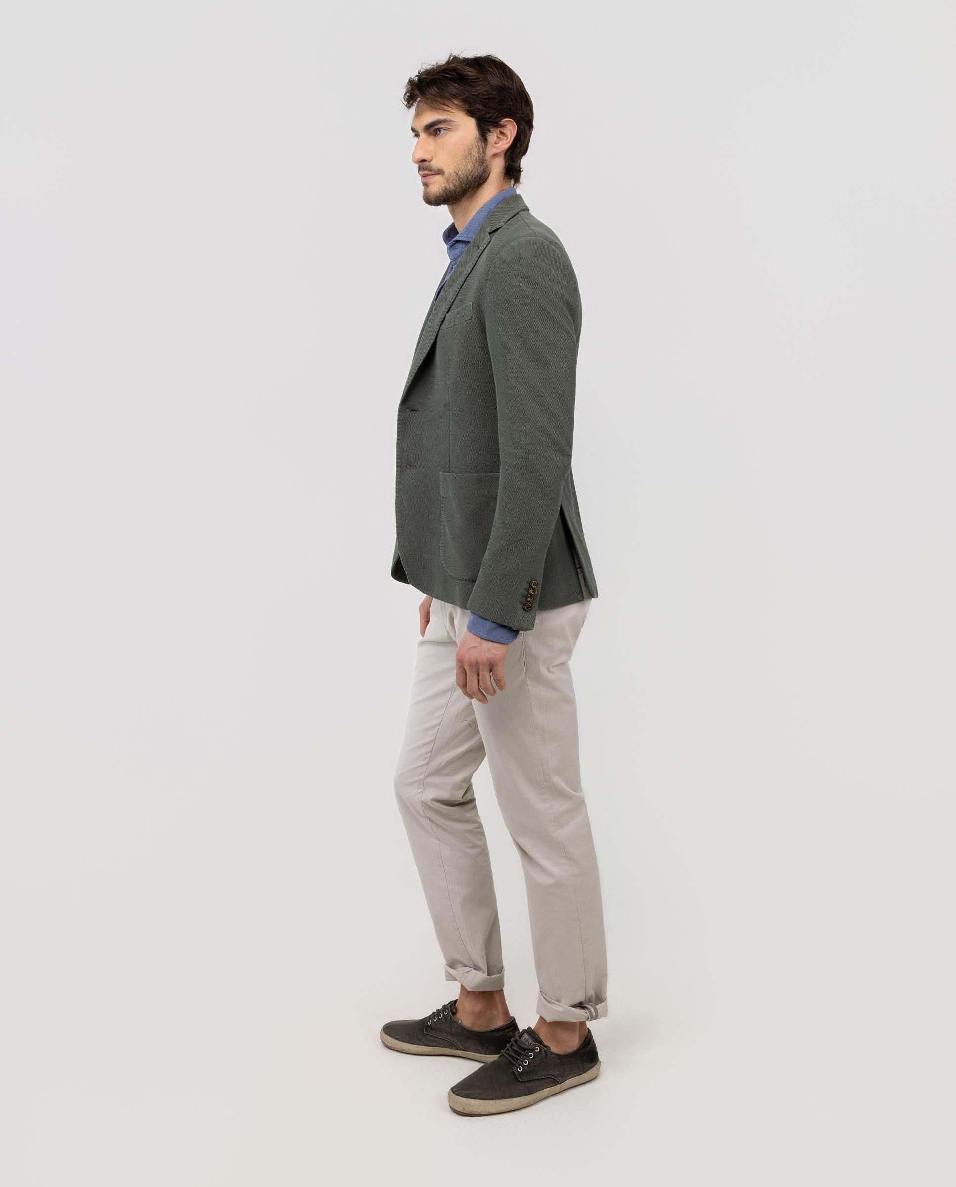 Americana Punto Piqué Garment Dyed Verde HOMBRE PV 26-2