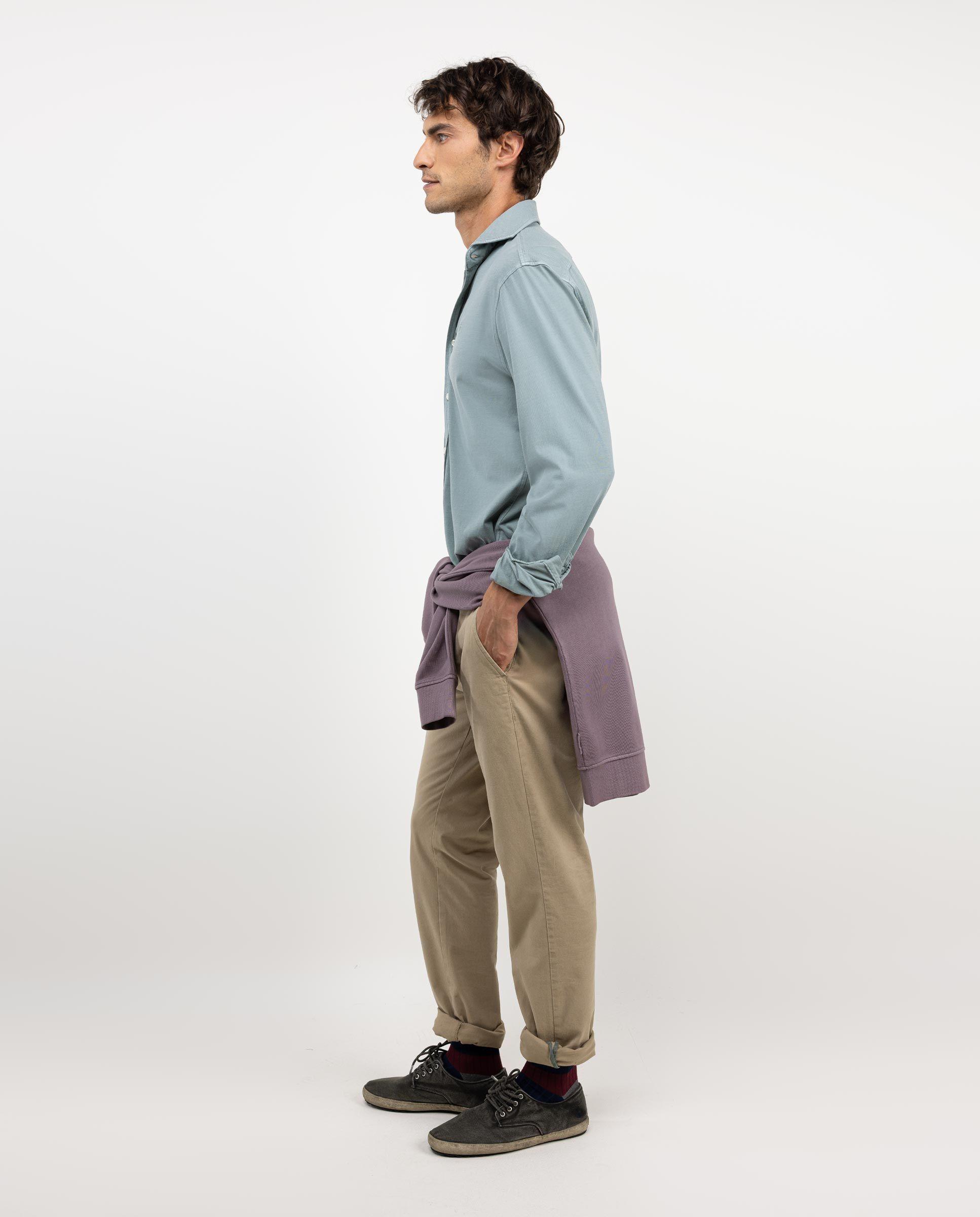 Camisa Punto Algodón Verde Claro HOMBRE OI 25-2