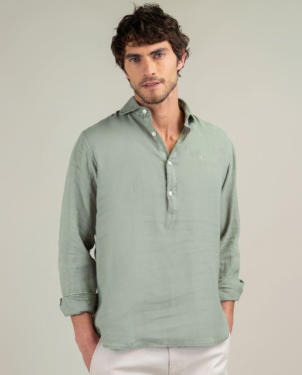 Camisa Polera Lino Verde HOMBRE PV 25-0