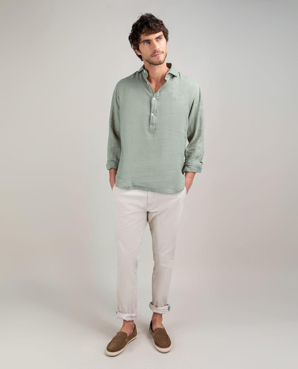 Camisa Polera Lino Verde HOMBRE PV 25-1