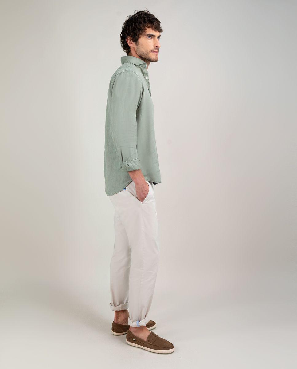 Camisa Polera Lino Verde HOMBRE PV 25-2
