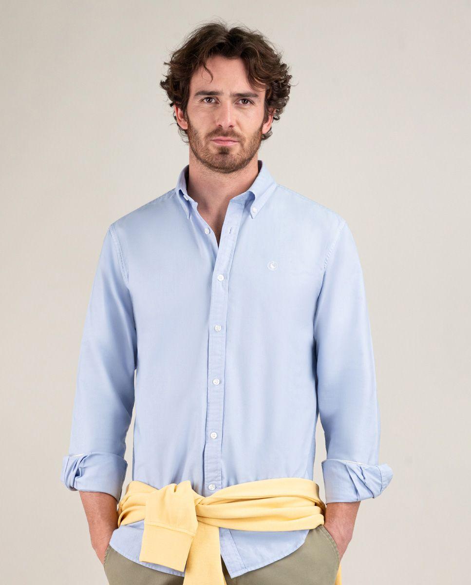 Camisa Algodón Garment Dyed Celeste HOMBRE PV 25-0