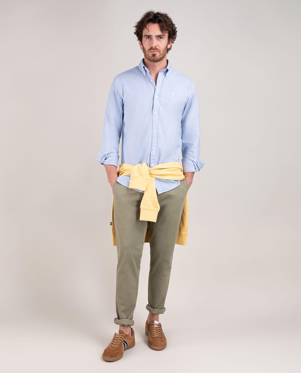 Camisa Algodón Garment Dyed Celeste HOMBRE PV 25-1