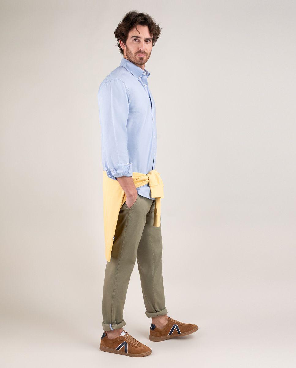 Camisa Algodón Garment Dyed Celeste HOMBRE PV 25-2