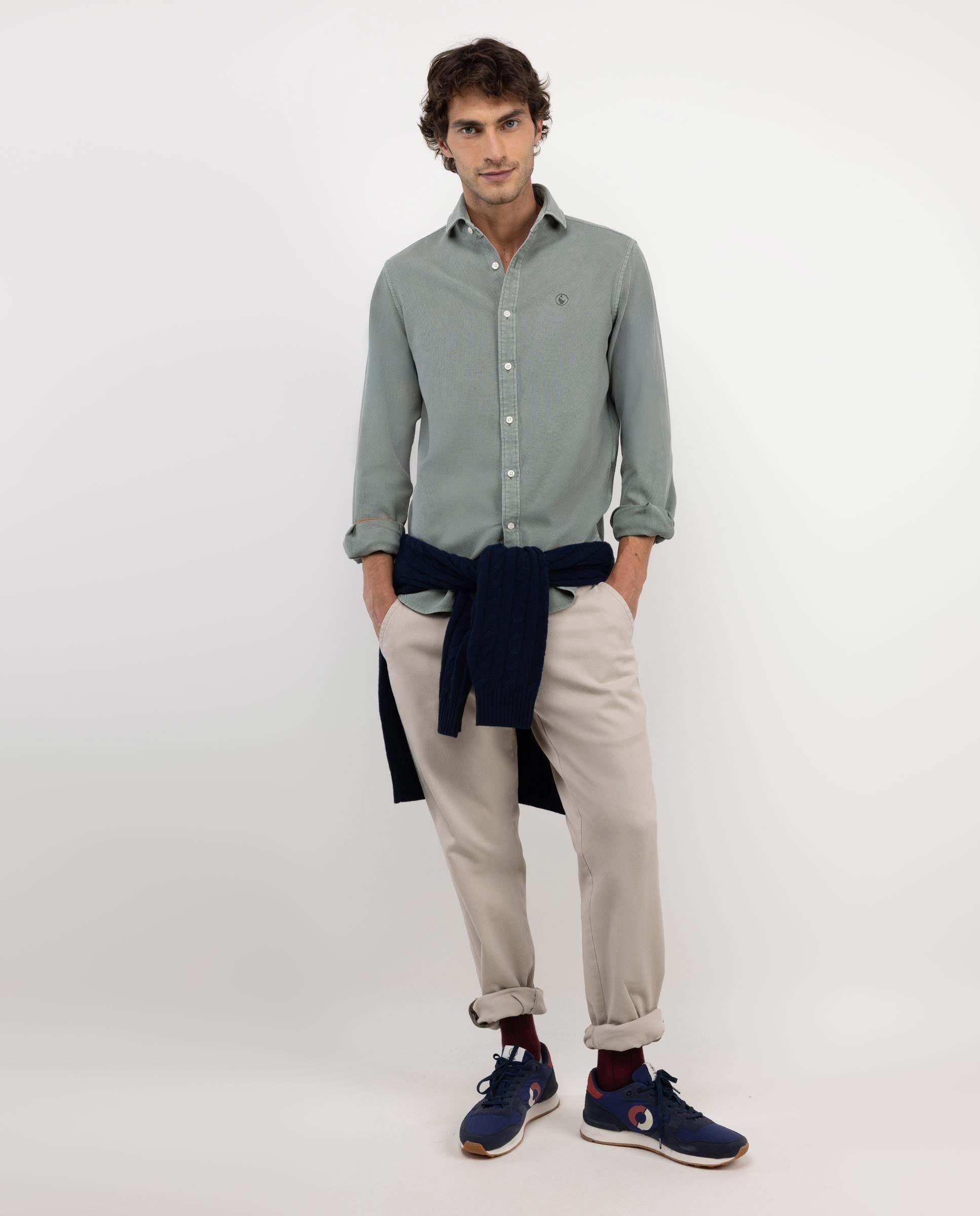 Camisa Estructura Algodón Verde HOMBRE OI 25-0