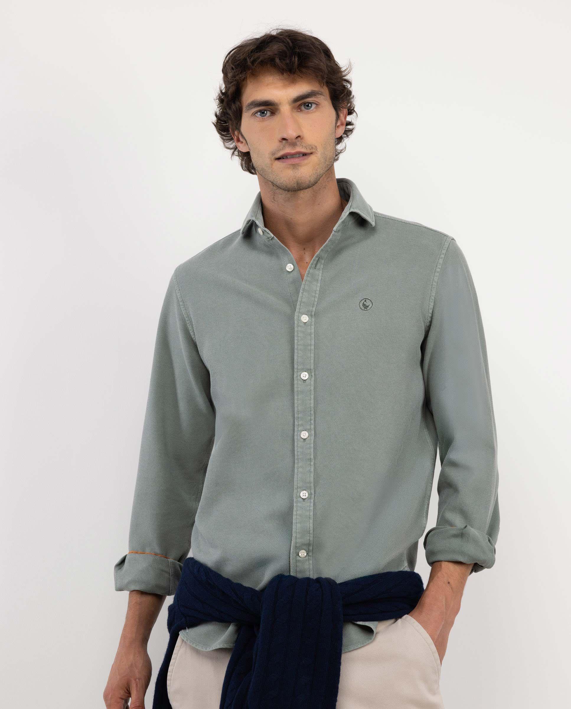 Camisa Estructura Algodón Verde HOMBRE OI 25-1