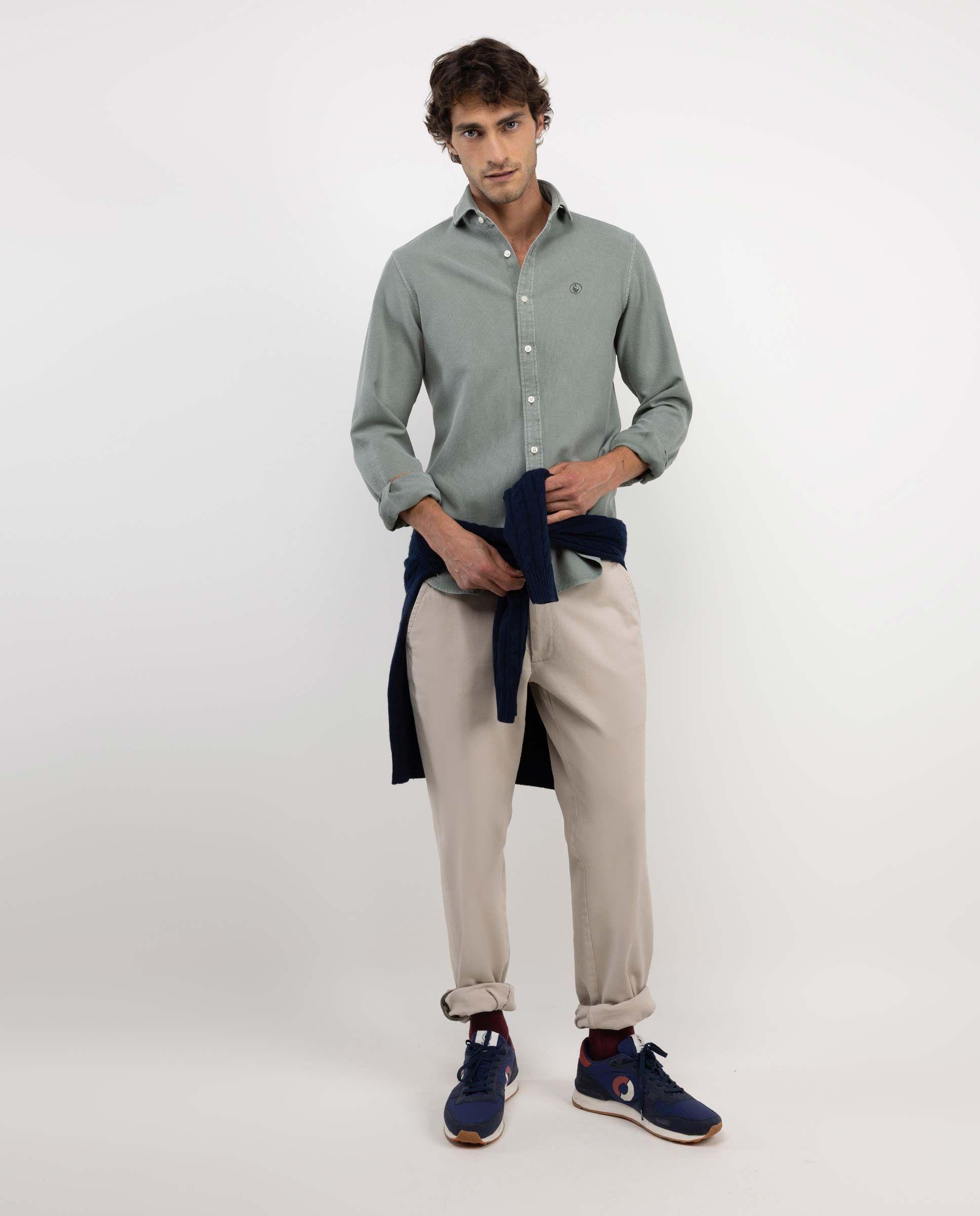 Camisa Estructura Algodón Verde HOMBRE OI 25-2