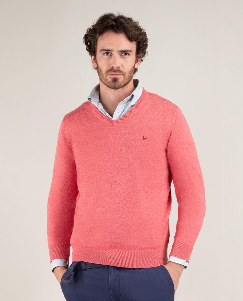 Jersey Cuello Pico Coderas Coral HOMBRE PV 25-0