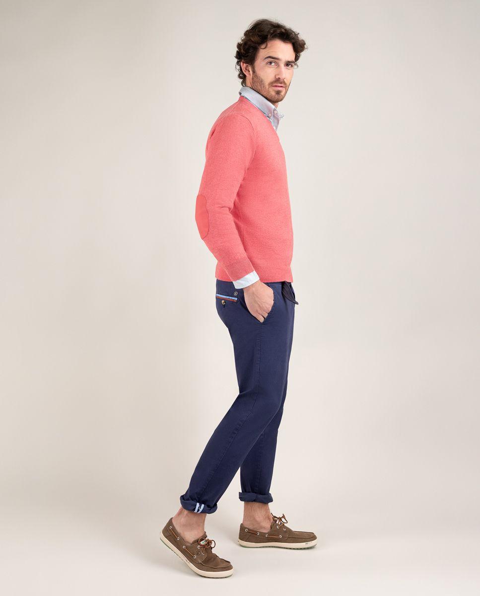 Jersey Cuello Pico Coderas Coral HOMBRE PV 25-2