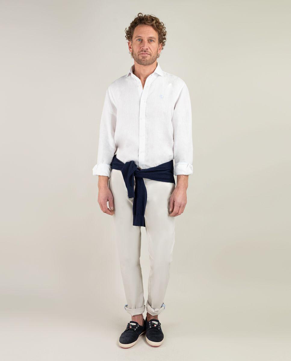 Camisa Lino Chambray Blanco HOMBRE PV 25-1