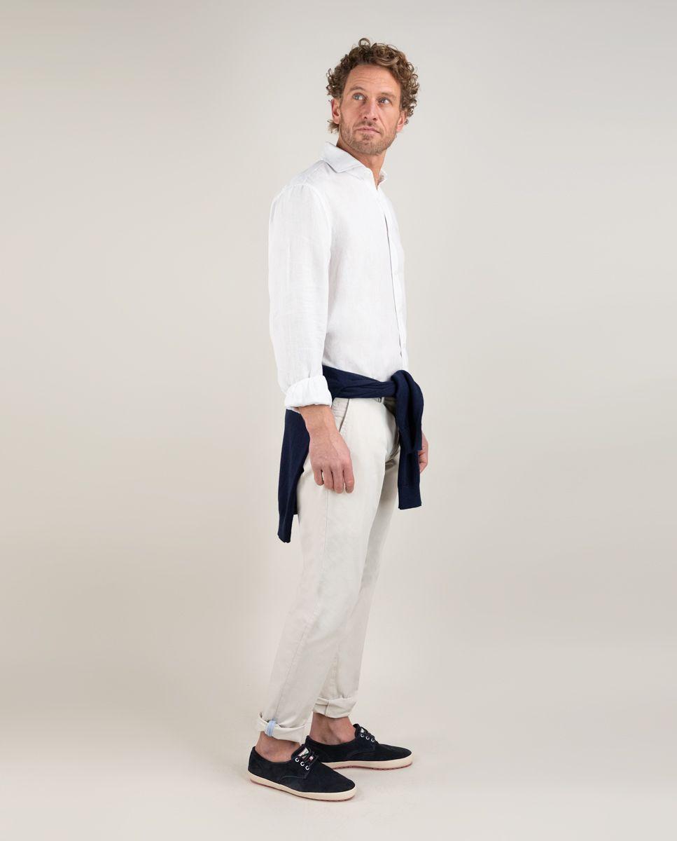 Camisa Lino Chambray Blanco HOMBRE PV 25-2