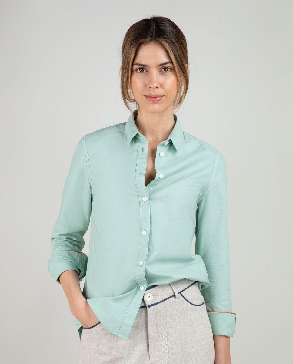 Camisa Algodón Garment Dyed Verde MUJER PV 25-1