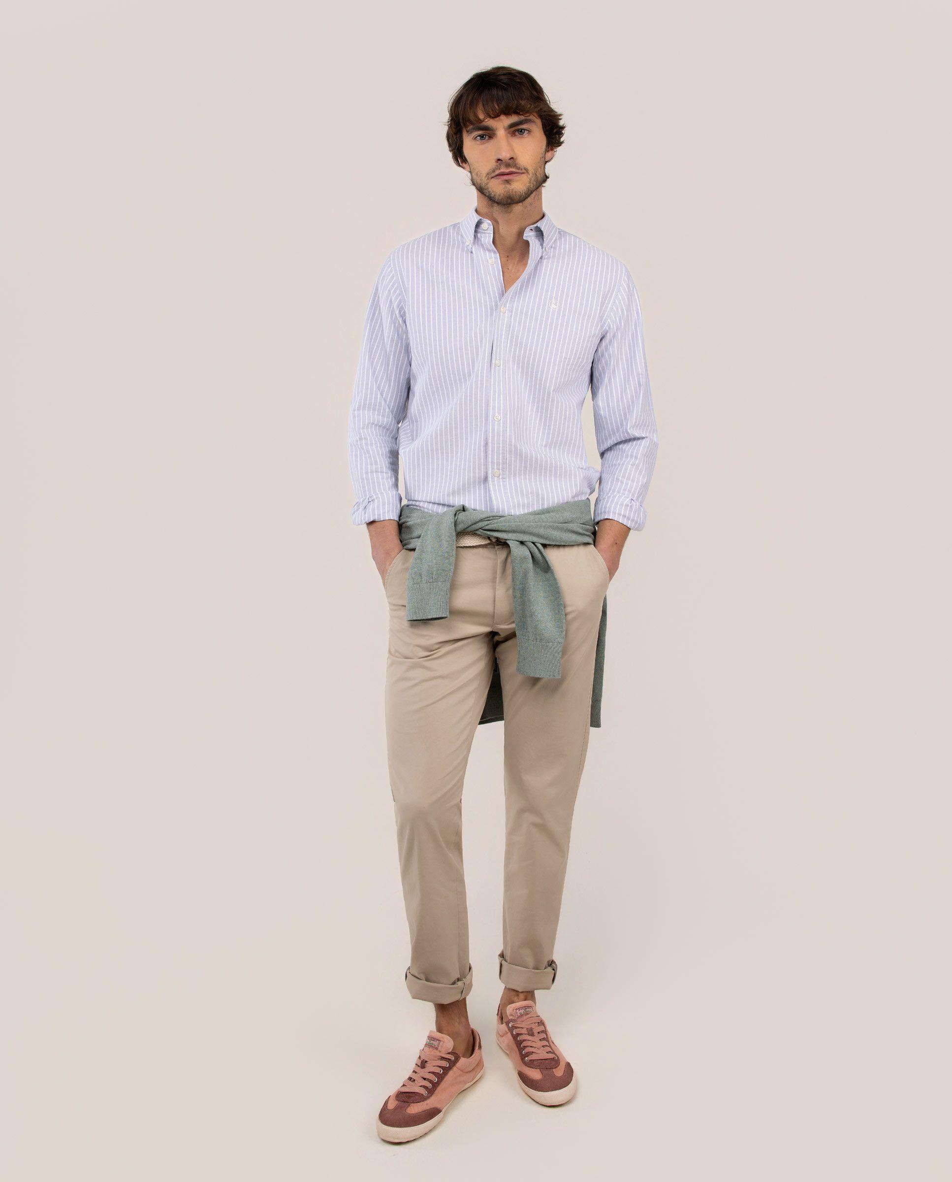 Camisa Oxford Butcher Button Down Azul Medio HOMBRE PV 26-0