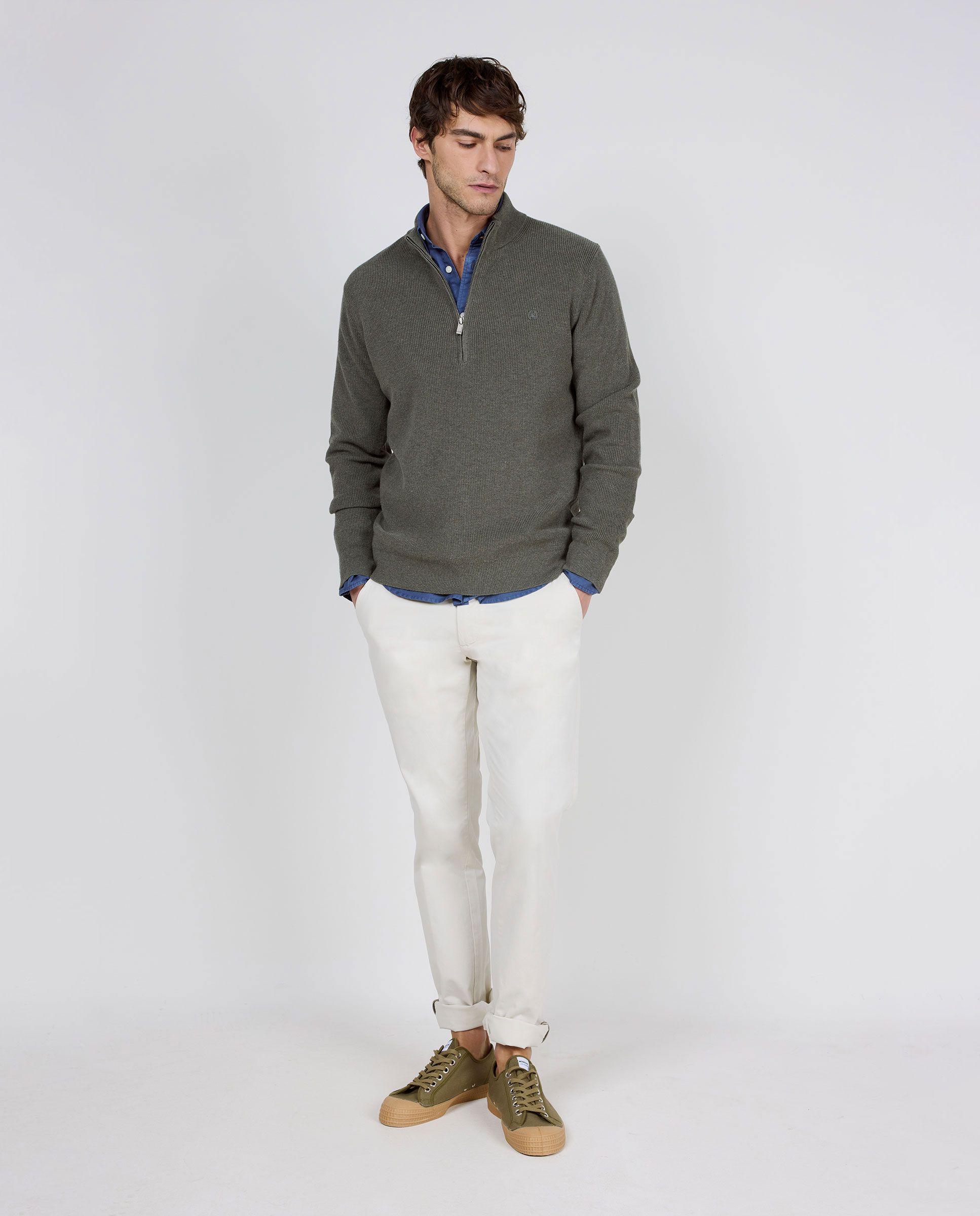 Jersey Punto Inglés Punto Cremallera Verde HOMBRE PV 26-2
