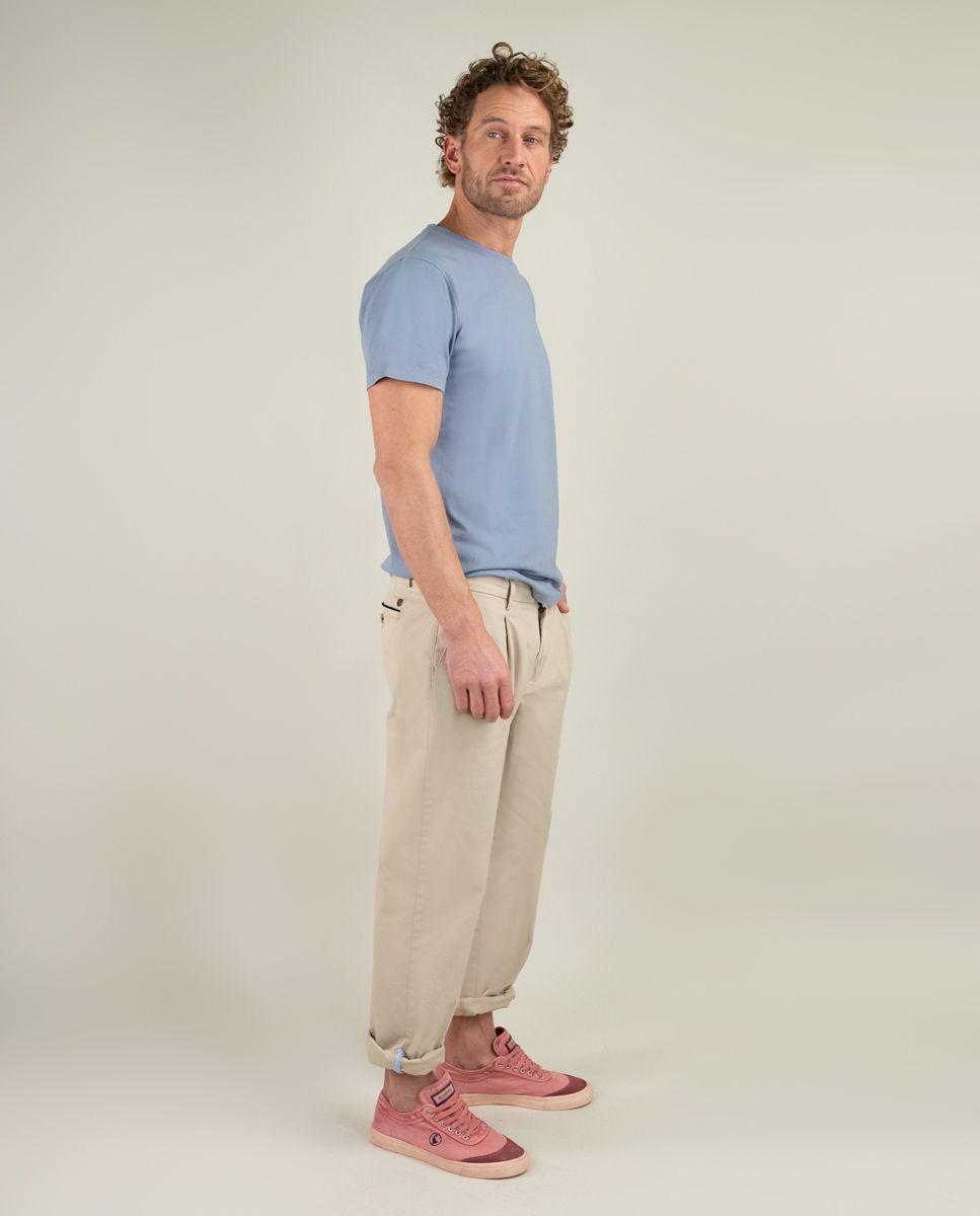 Camiseta Cuello Caja Garment Dyed Azul HOMBRE PV 25-2