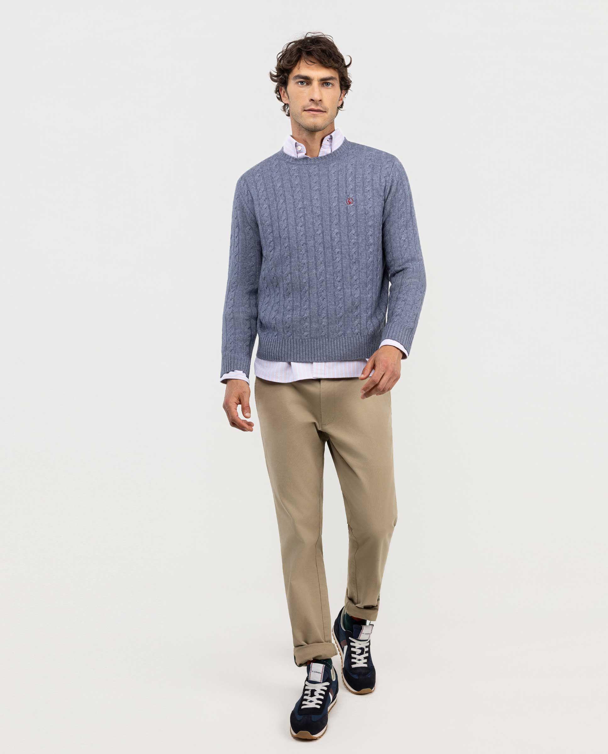 Jersey de Ochos Cuello Caja Gris Azulado HOMBRE OI 25-2