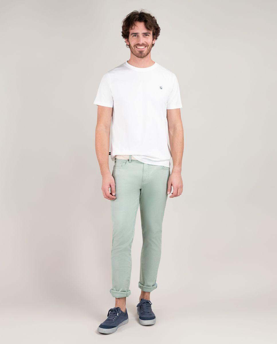 Camiseta Cuello Caja Garment Dyed Blanco HOMBRE PV 25-2