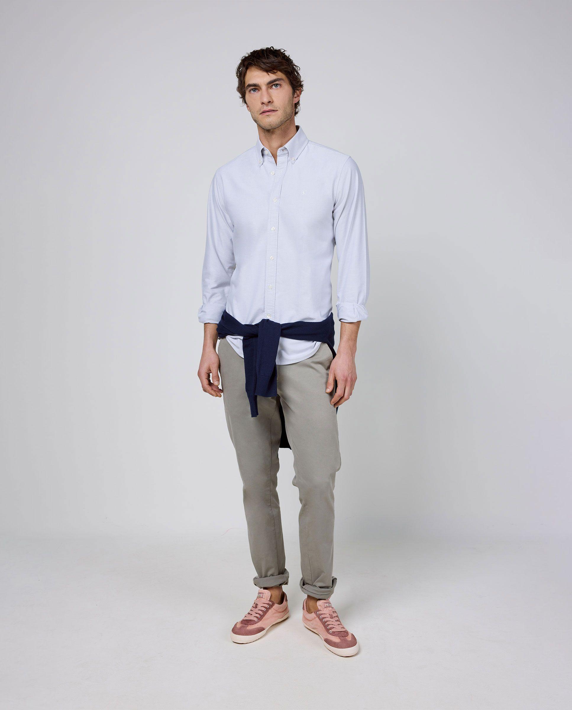 Camisa Oxford Liso Gris HOMBRE PV 26-0