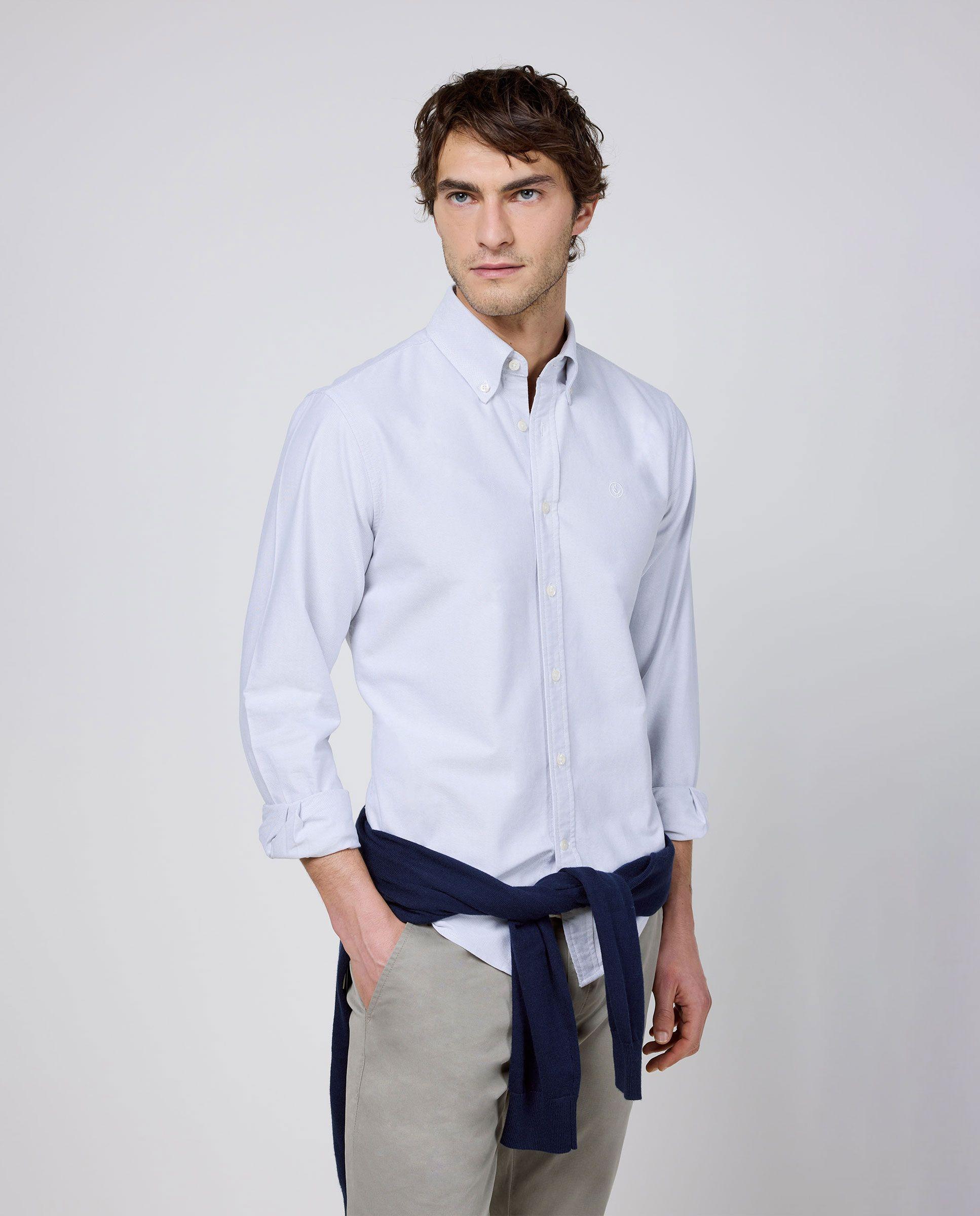Camisa Oxford Liso Gris HOMBRE PV 26-1