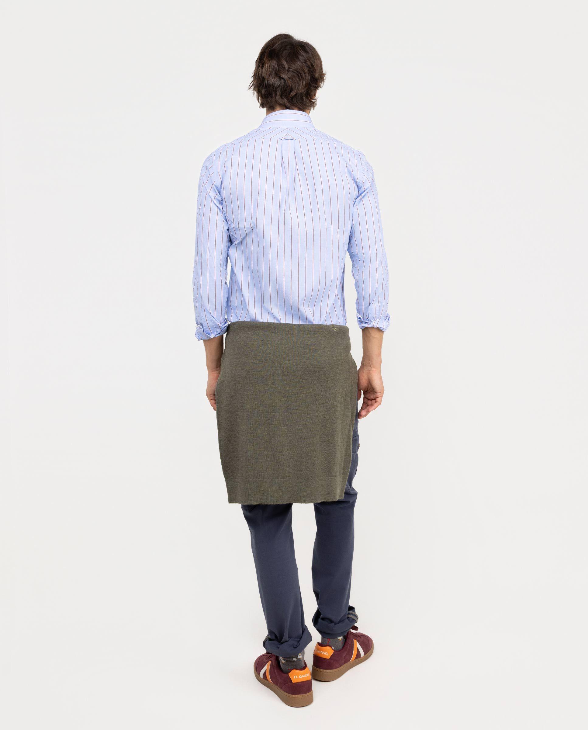 Camisa Back to Work Popelín Celeste Raya Granate HOMBRE OI 25-1