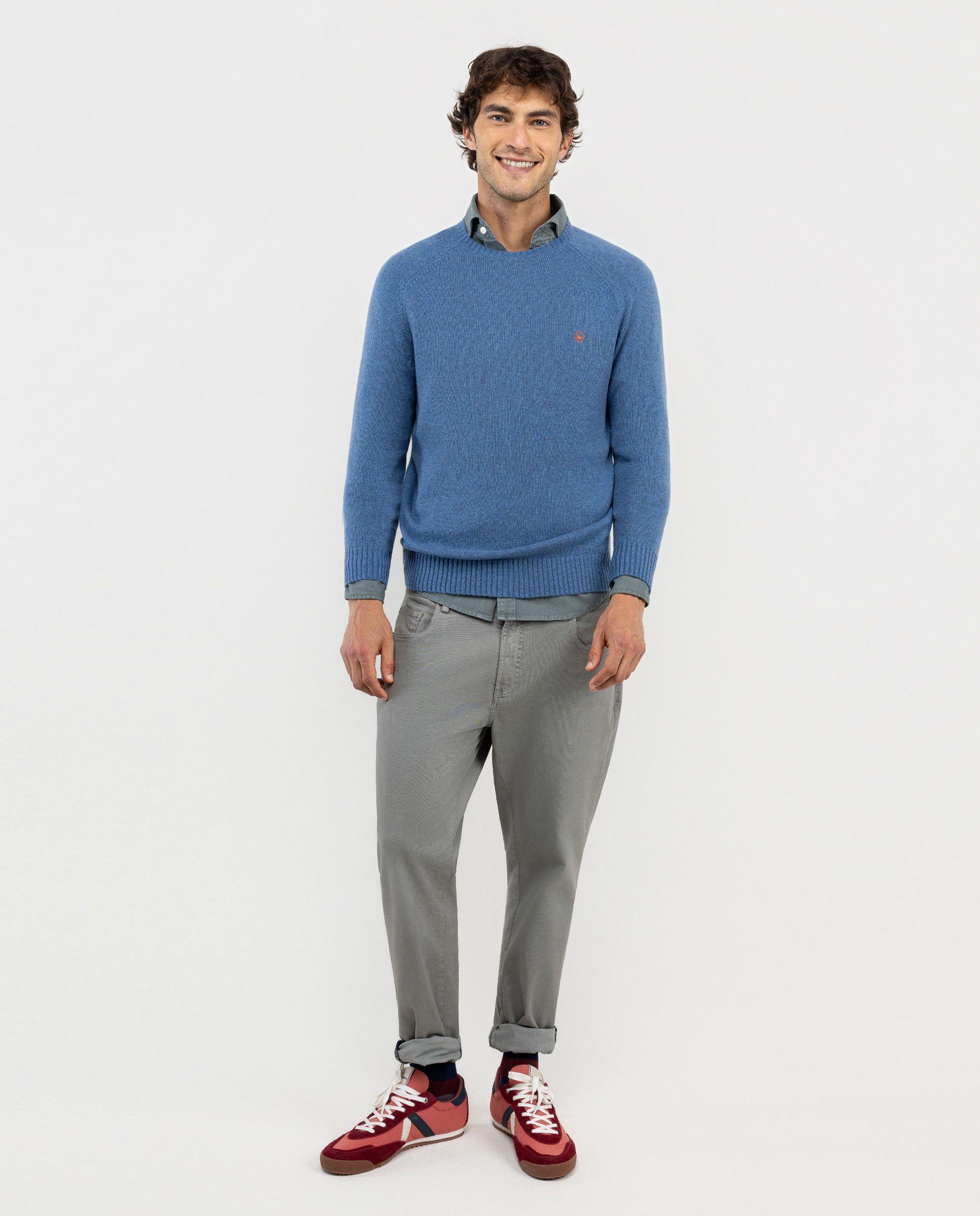 Jersey Merino Cuello Caja Azul HOMBRE OI 25-1