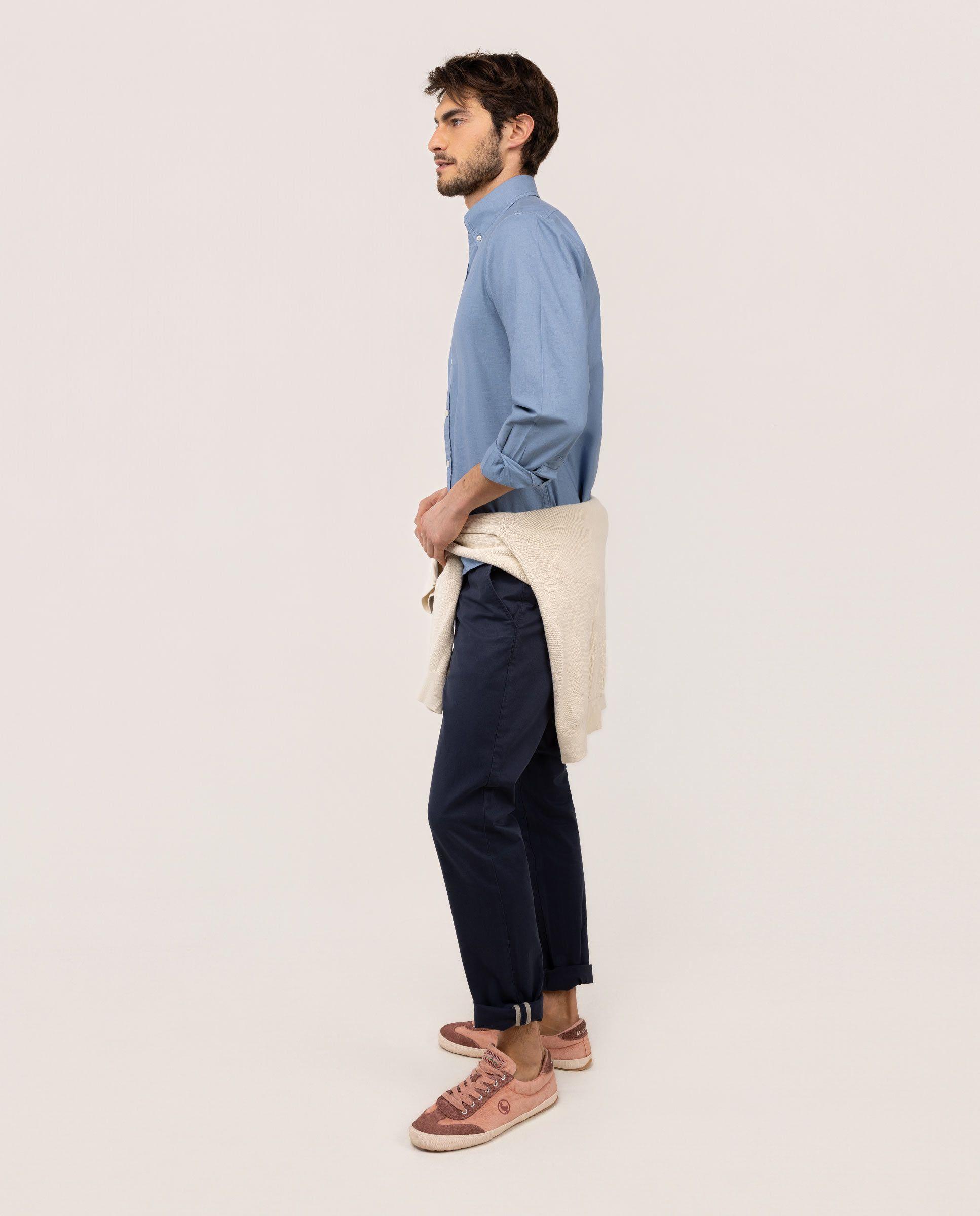 Camisa Algodón Garment Dyed Button Down Azul HOMBRE PV 26-2
