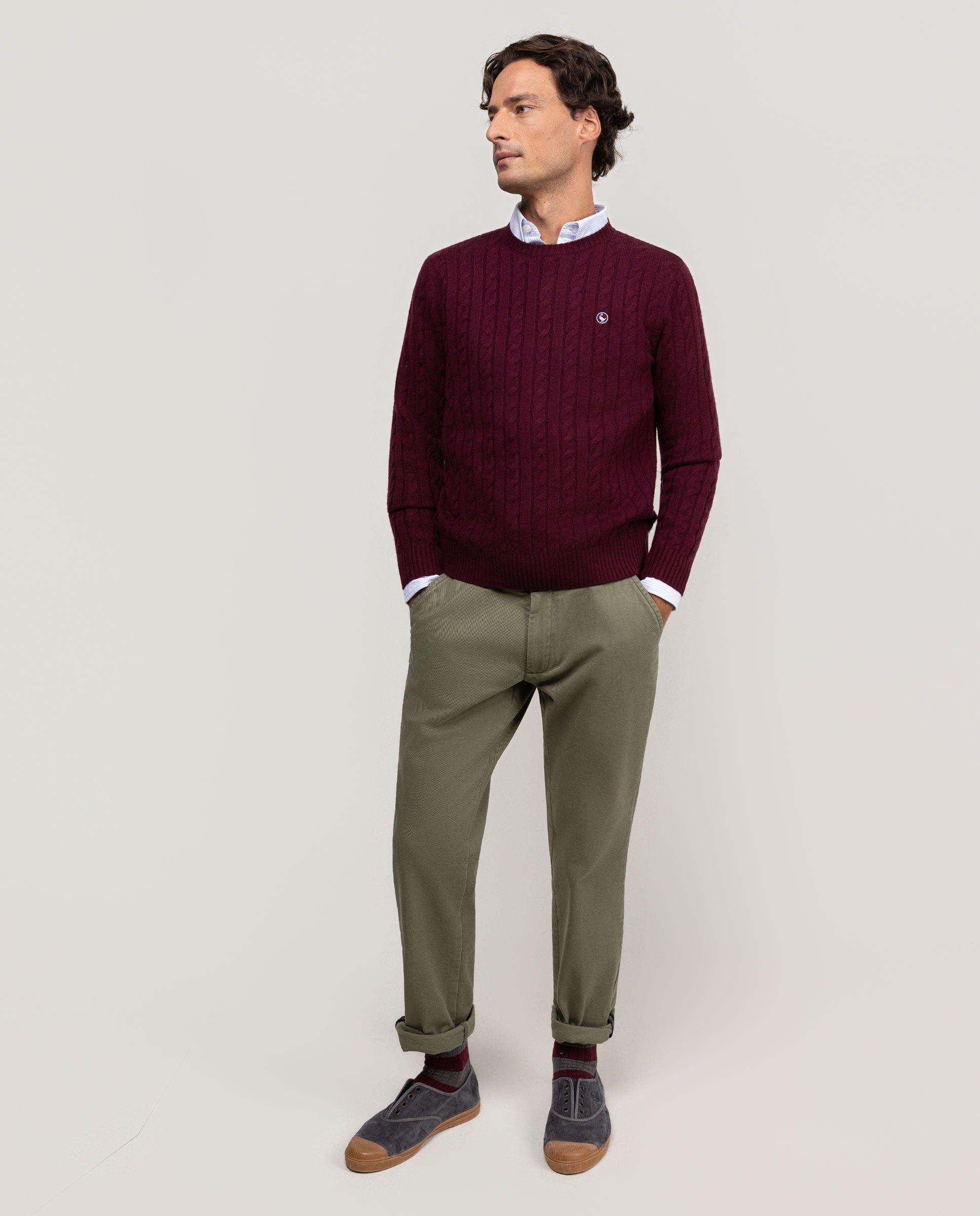 Jersey de Ochos Cuello Caja Granate HOMBRE OI 25-1